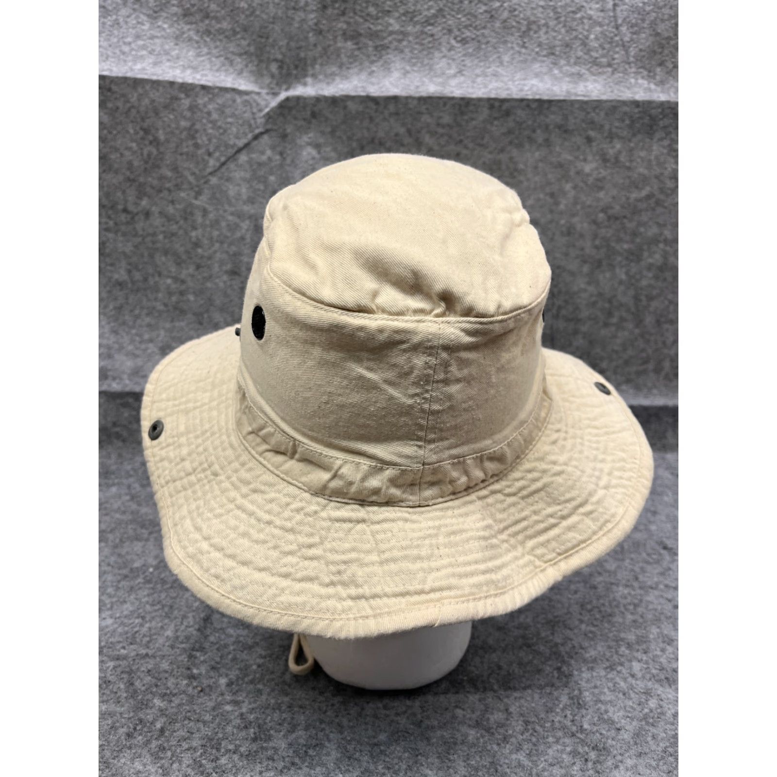 Vintage Bucket Sun Hat Adult Small Ivory Beige Cotton Fish Hike Hunt Camp Outdoors Camping Fish Hunting Logo Ski Size ONE SIZE - 6 Thumbnail