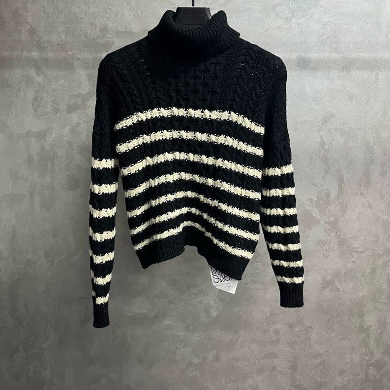 Loewe Black White Stripe Turtleneck Sweater - dmc