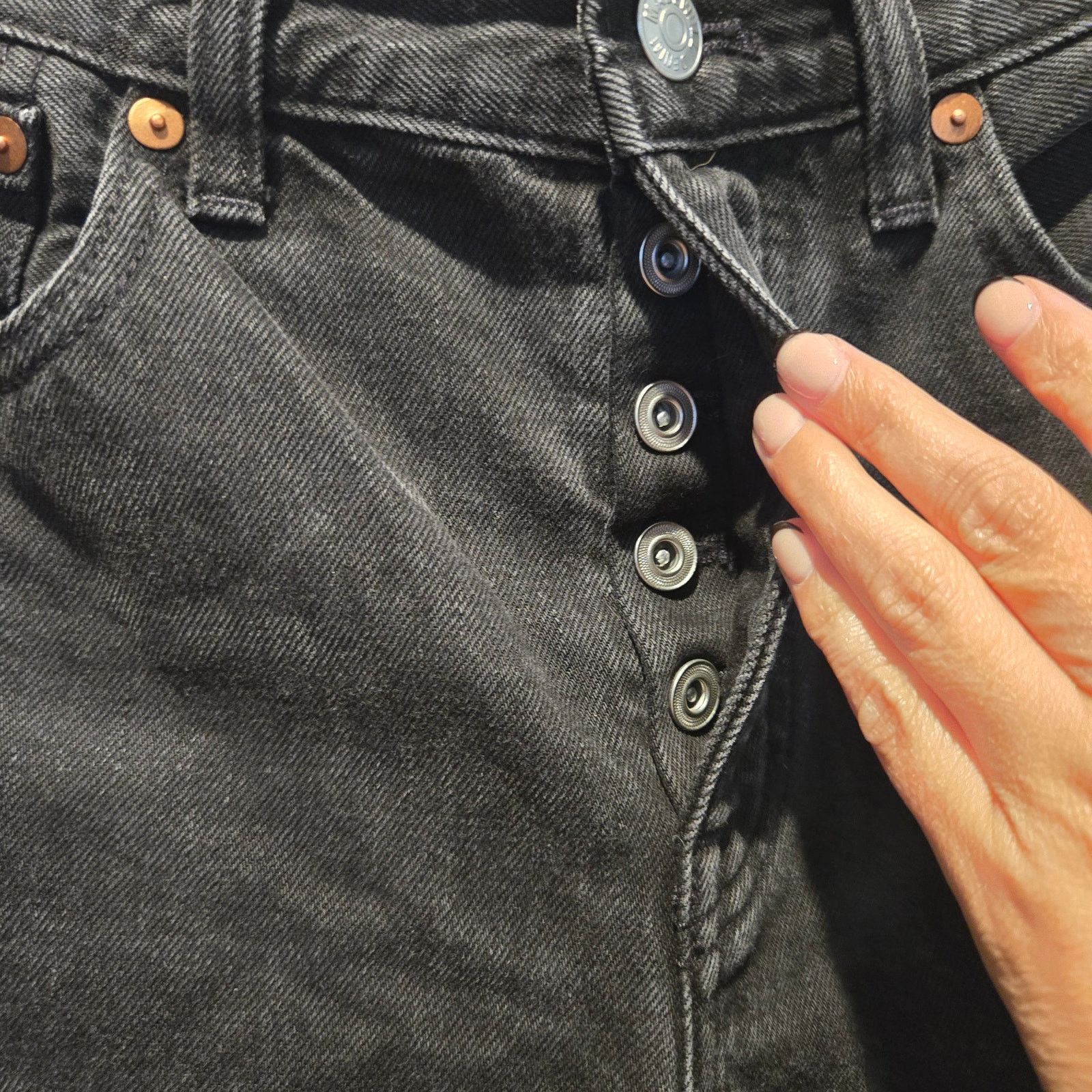 Madewell Madewell Low Slung Straight Button Fly Jeans Black Kent 24 Size 24" / US 00 / IT 34 - 5 Thumbnail