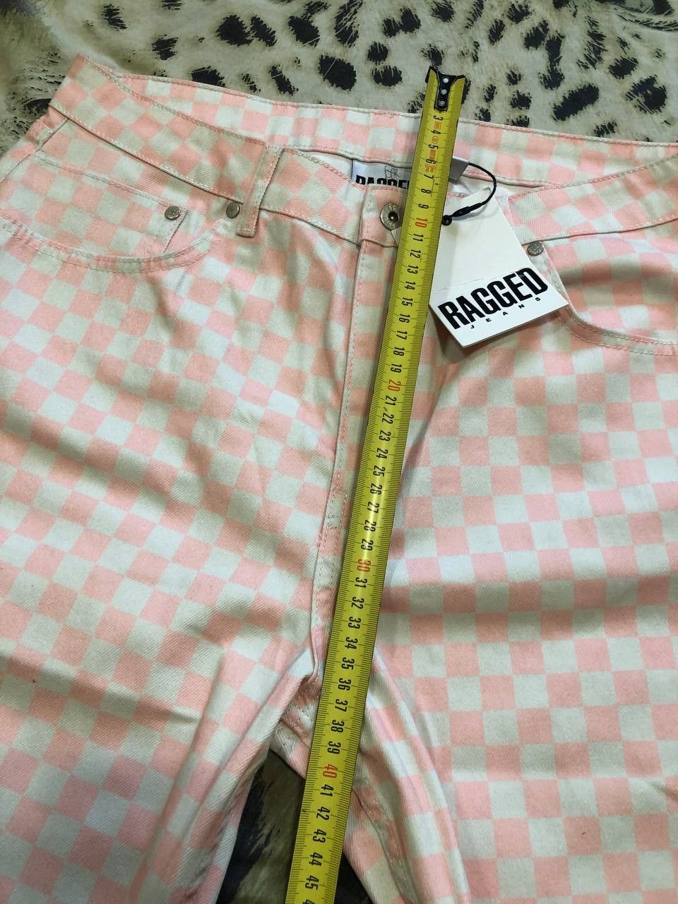 The Ragged Priest The Ragged Priest FASHION Pink and Cream Checkered Jeans Size 34" / US 12 / IT 48 - 14 Thumbnail