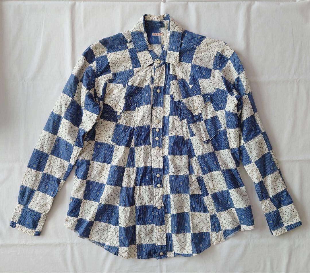 image of Kapital Sashiko Patchwork Shirt in Blue, Men's (Size Medium)
