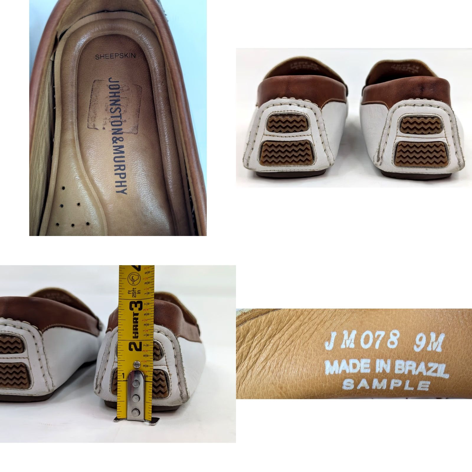 Johnston & Murphy Johnston & Murphy Sheepskin Leather Penny Driving Moc Loafers Men 9M Two-Tone Brown/White Loafers Size US 9 / EU 42 - 8 Thumbnail