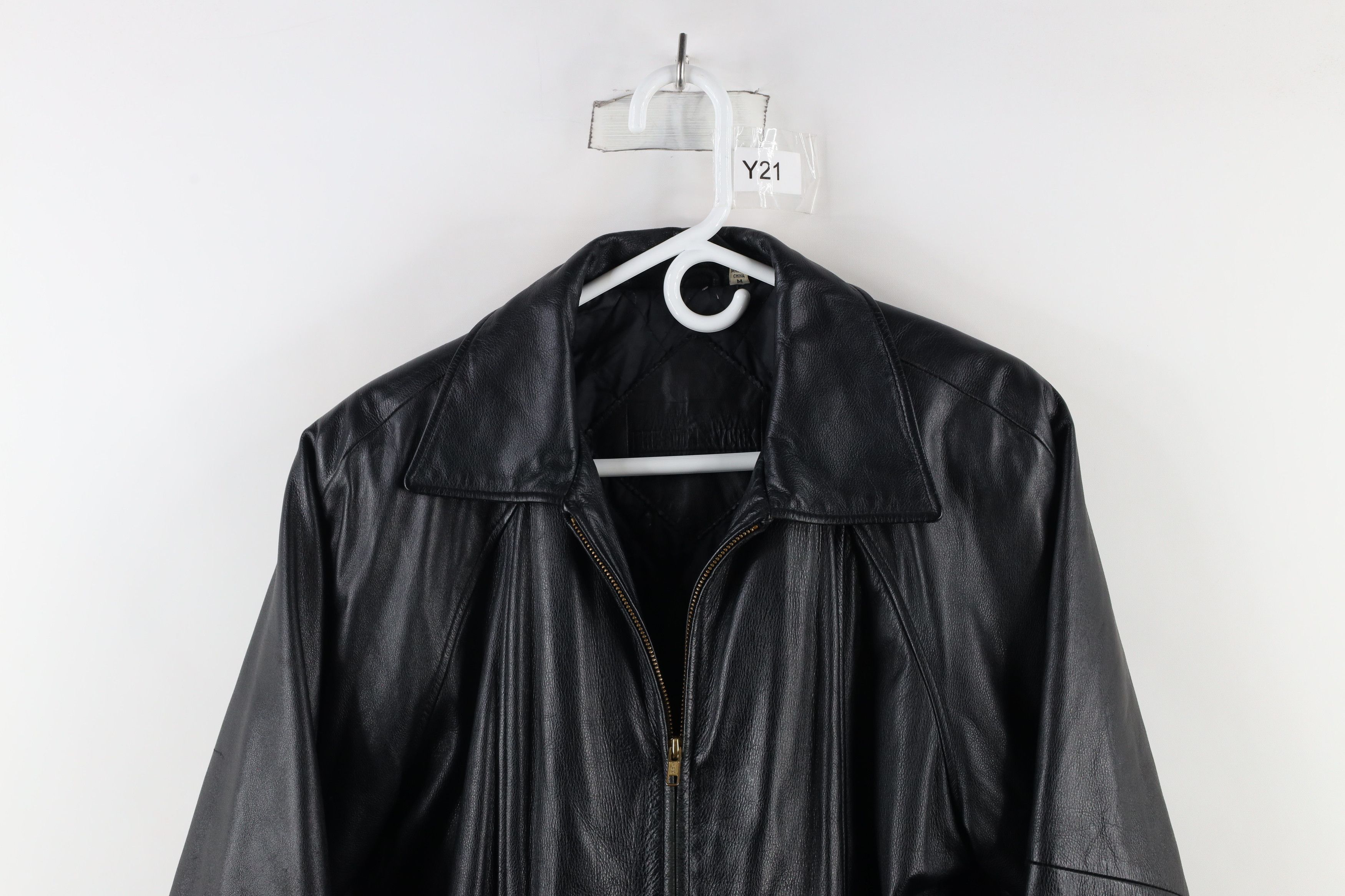 Vintage Vintage 90s Streetwear Quilted Leather Bomber Jacket Black Size US M / EU 48-50 / 2 - 2 Thumbnail