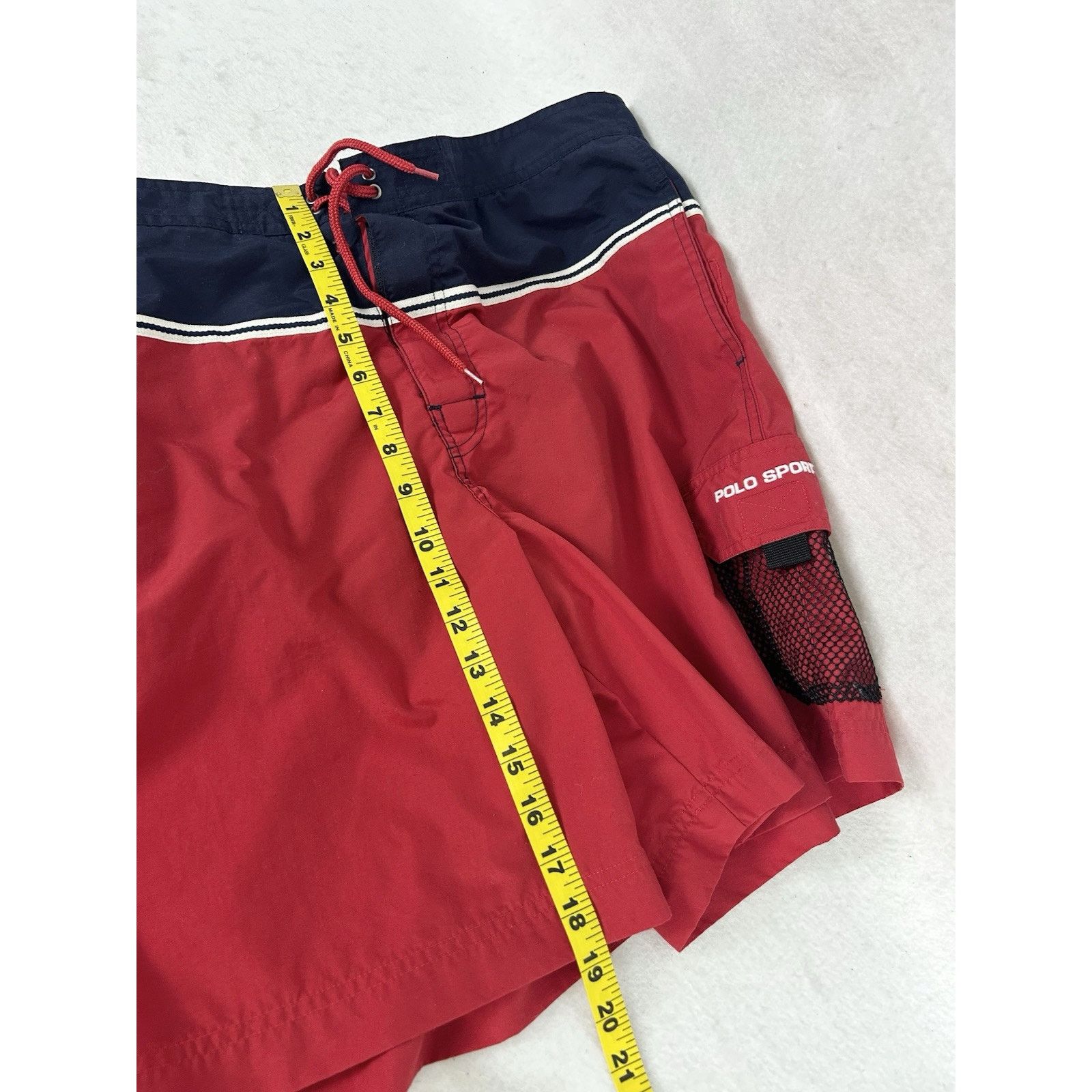 Polo Ralph Lauren VTG Polo Sport Red Striped Swim Trunks Size US 34 / EU 50 - 6 Thumbnail