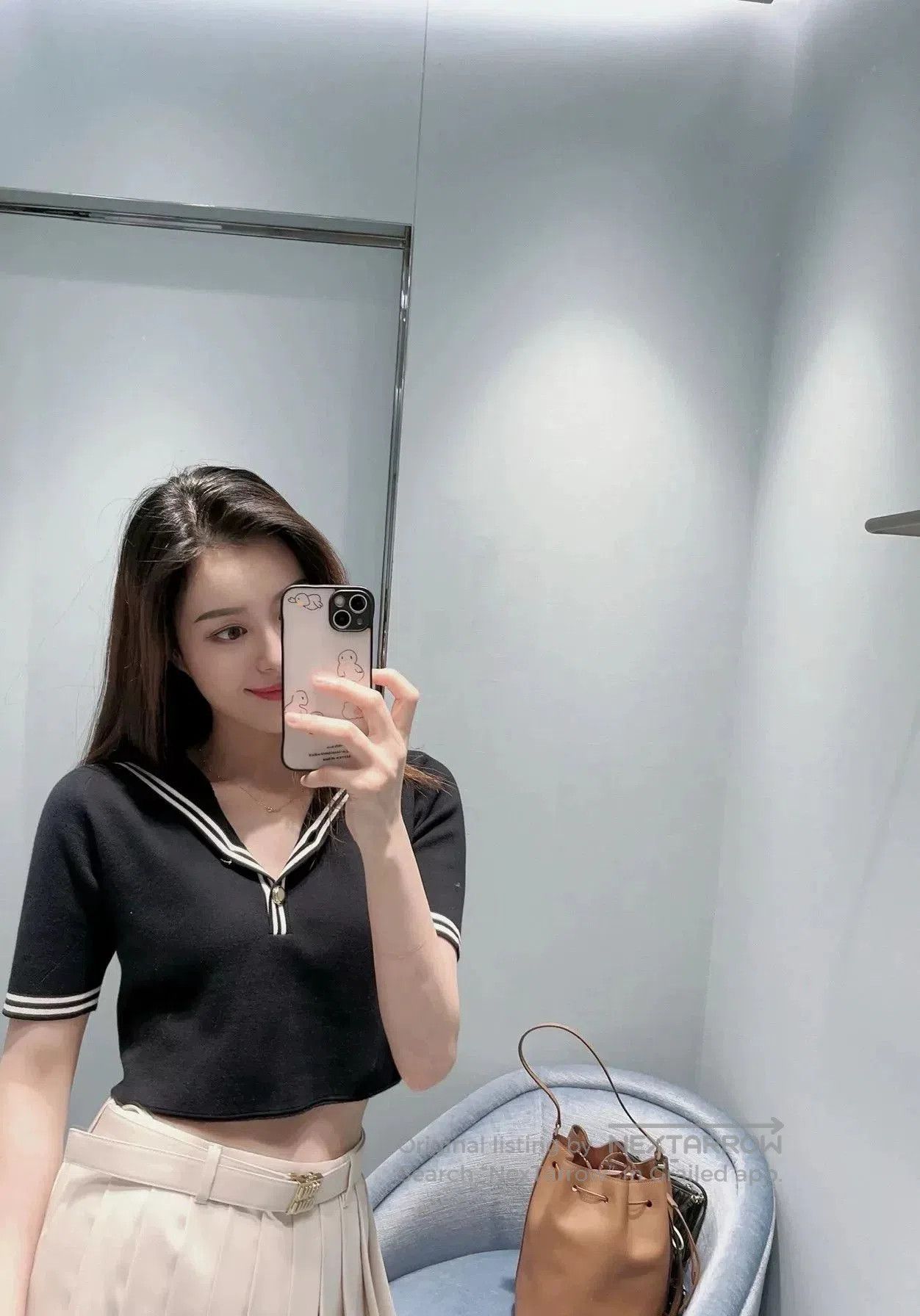 Miu Miu navy cropped sailor style top. Size US M / EU 48-50 / 2 - 8 Thumbnail