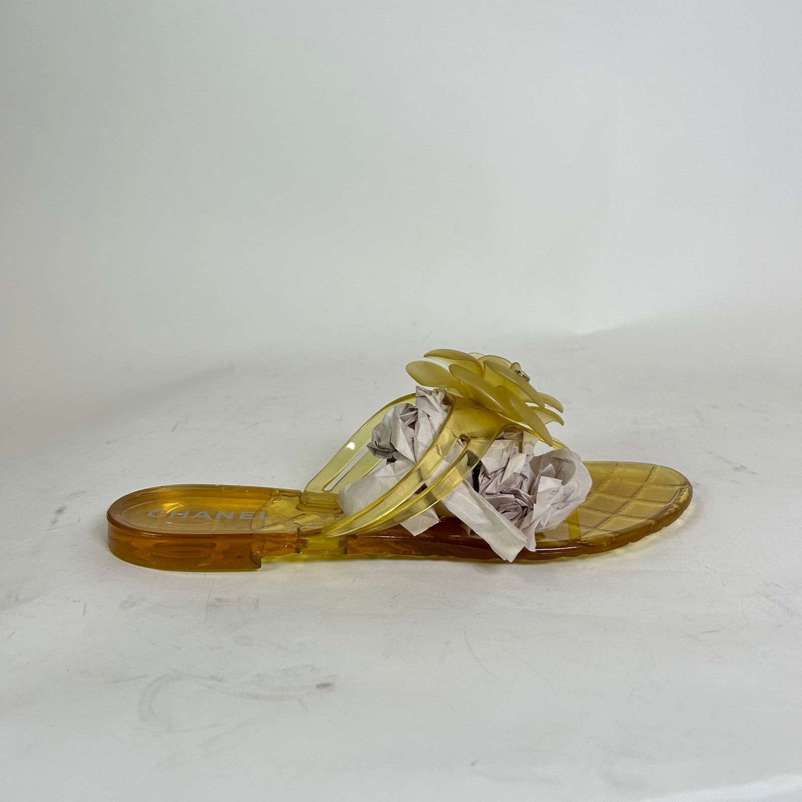 Chanel Chanel Yellow Camellia CC Jelly Sandals Size 38 Size US 7.5 / IT 37.5 - 1 Thumbnail