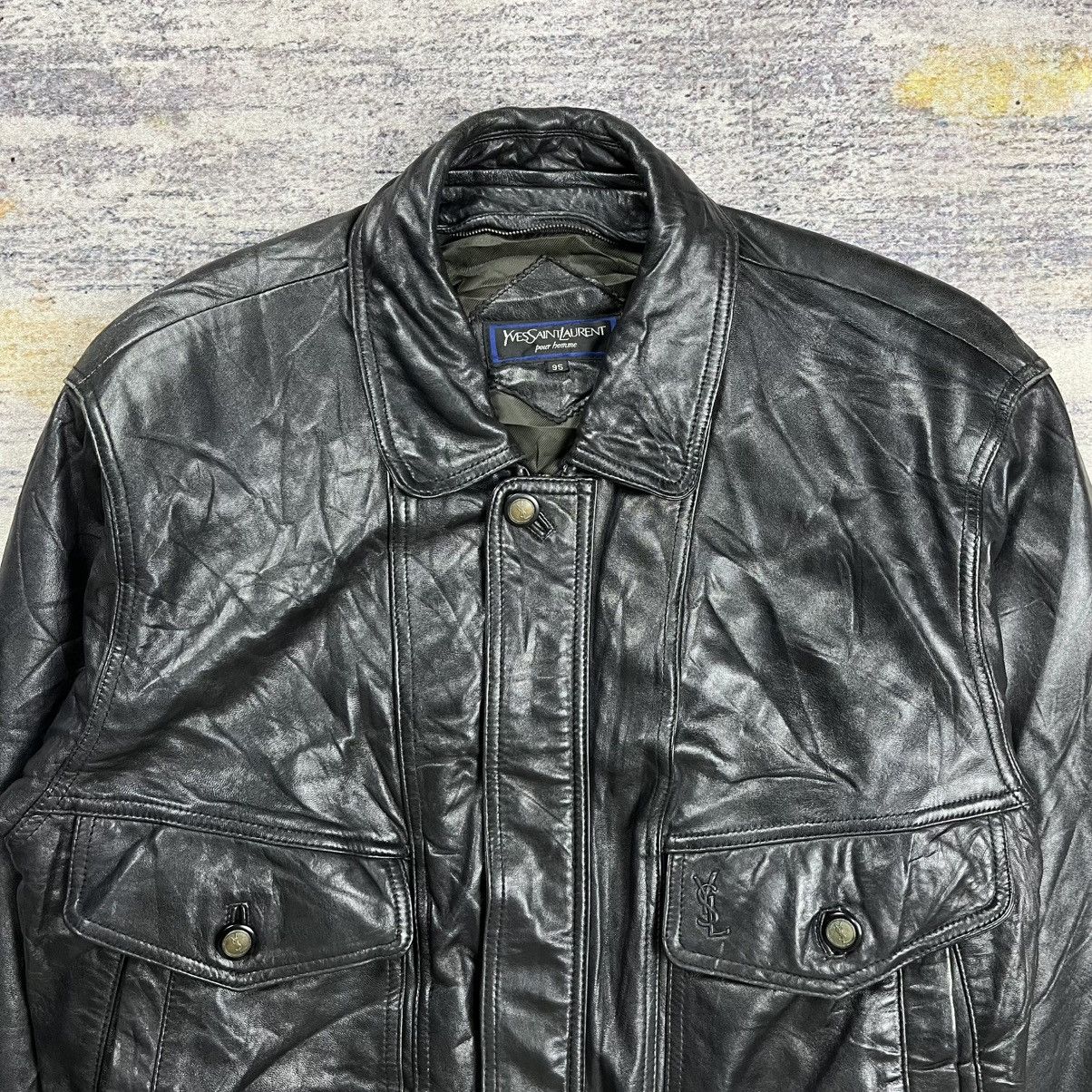 Yves Saint Laurent Vintage 90s Yves Saint Laurent pour homme Leather jacket Size US M / EU 48-50 / 2 - 2 Thumbnail