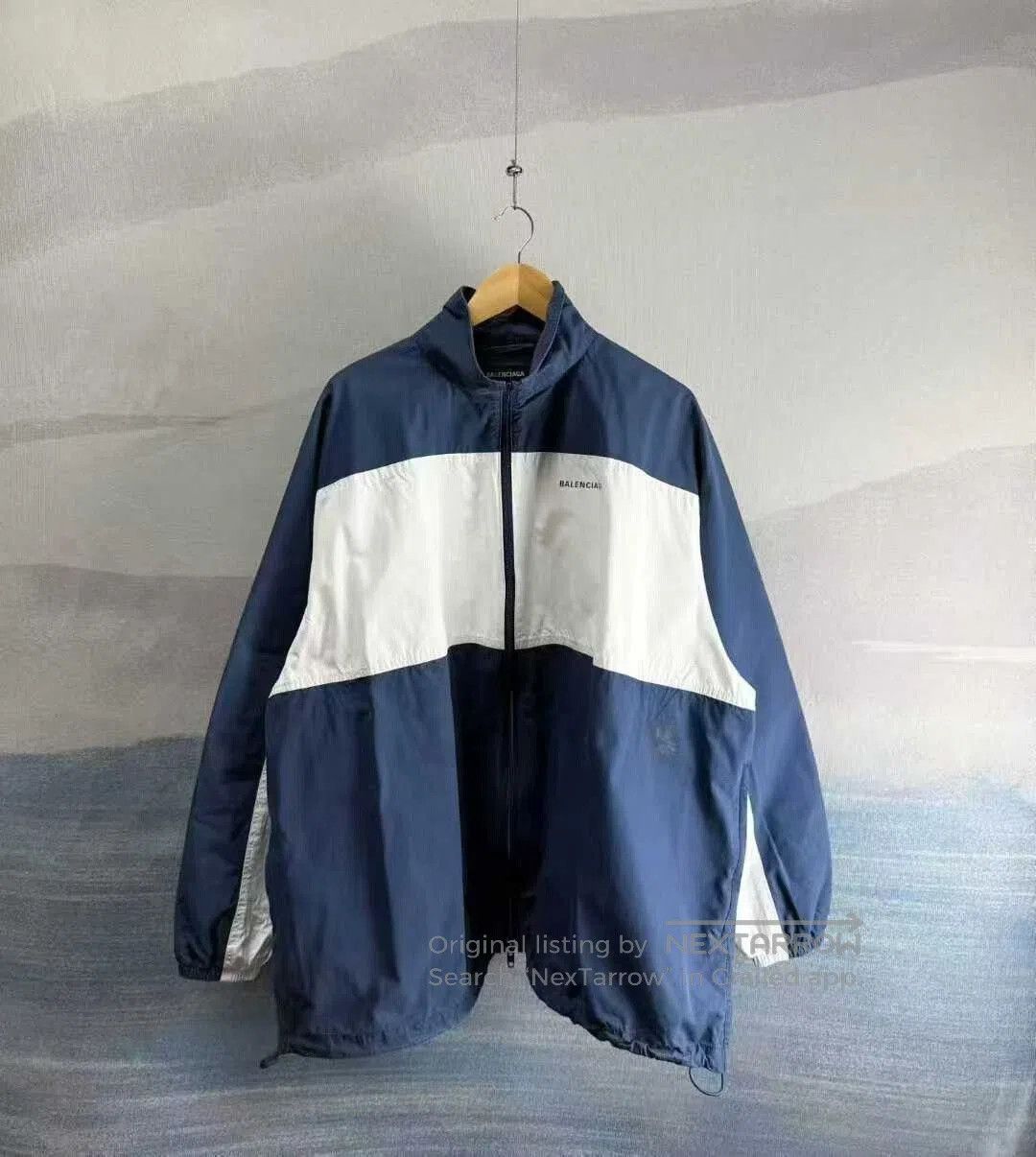 balenciaga blue and white parka jacket.