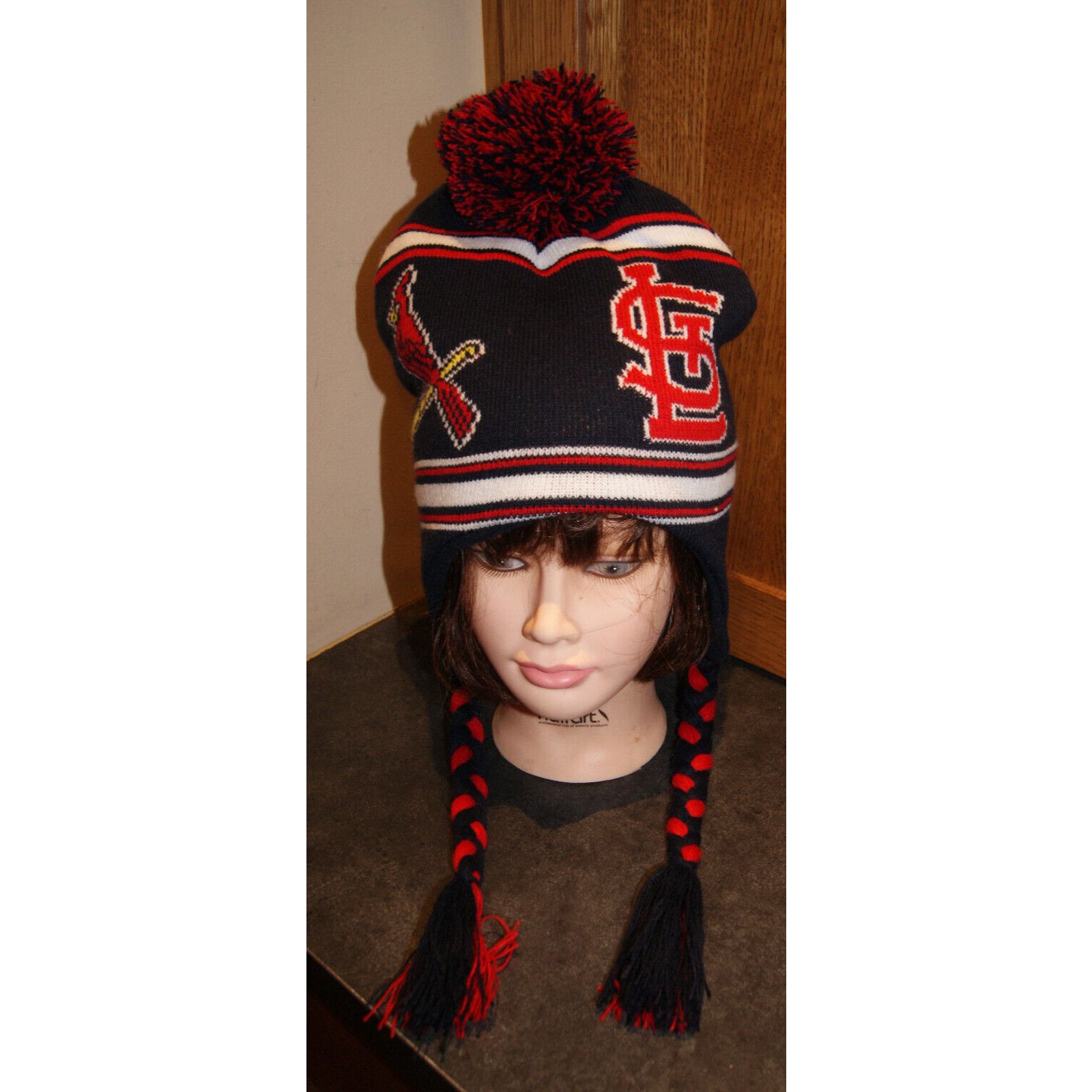 Other ST. LOUIS CARDINALS WINTER HAT KNIT BEANIE Tassels Pom Rare Size ONE SIZE - 2 Thumbnail
