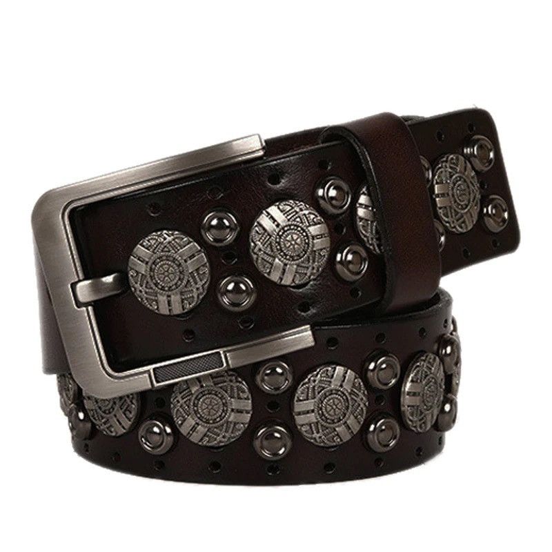 Japanese Brand × Vintage Metal Rivet Cowboy Belt Genuine Leather Cowskin Size ONE SIZE - 2 Thumbnail