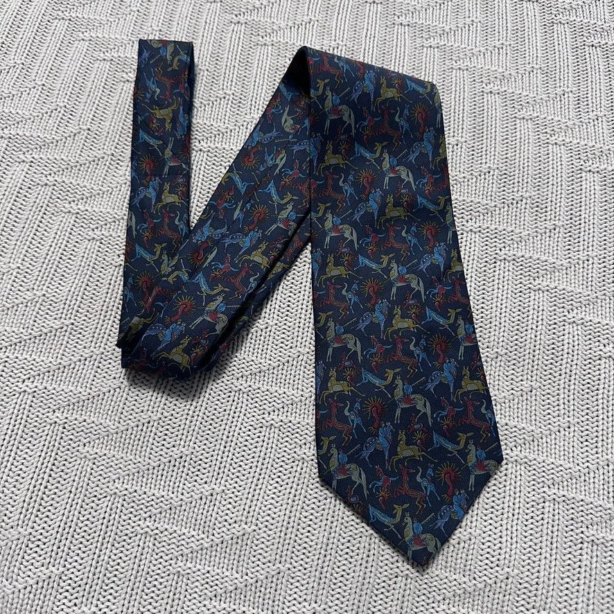 Sulka Sulka blue hunter deer silk tie Size ONE SIZE - 1 Thumbnail