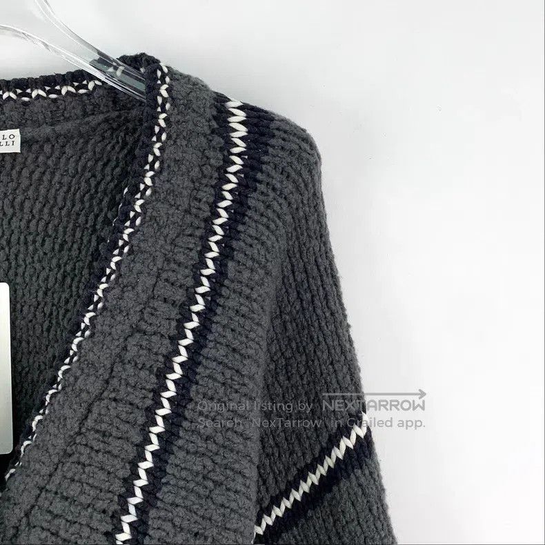 Brunello Cucinelli Brunello Cucinelli Dark Gray Wool V-Neck Long Sleeve Knit Size XL / US 12-14 / IT 48-50 - 3 Thumbnail