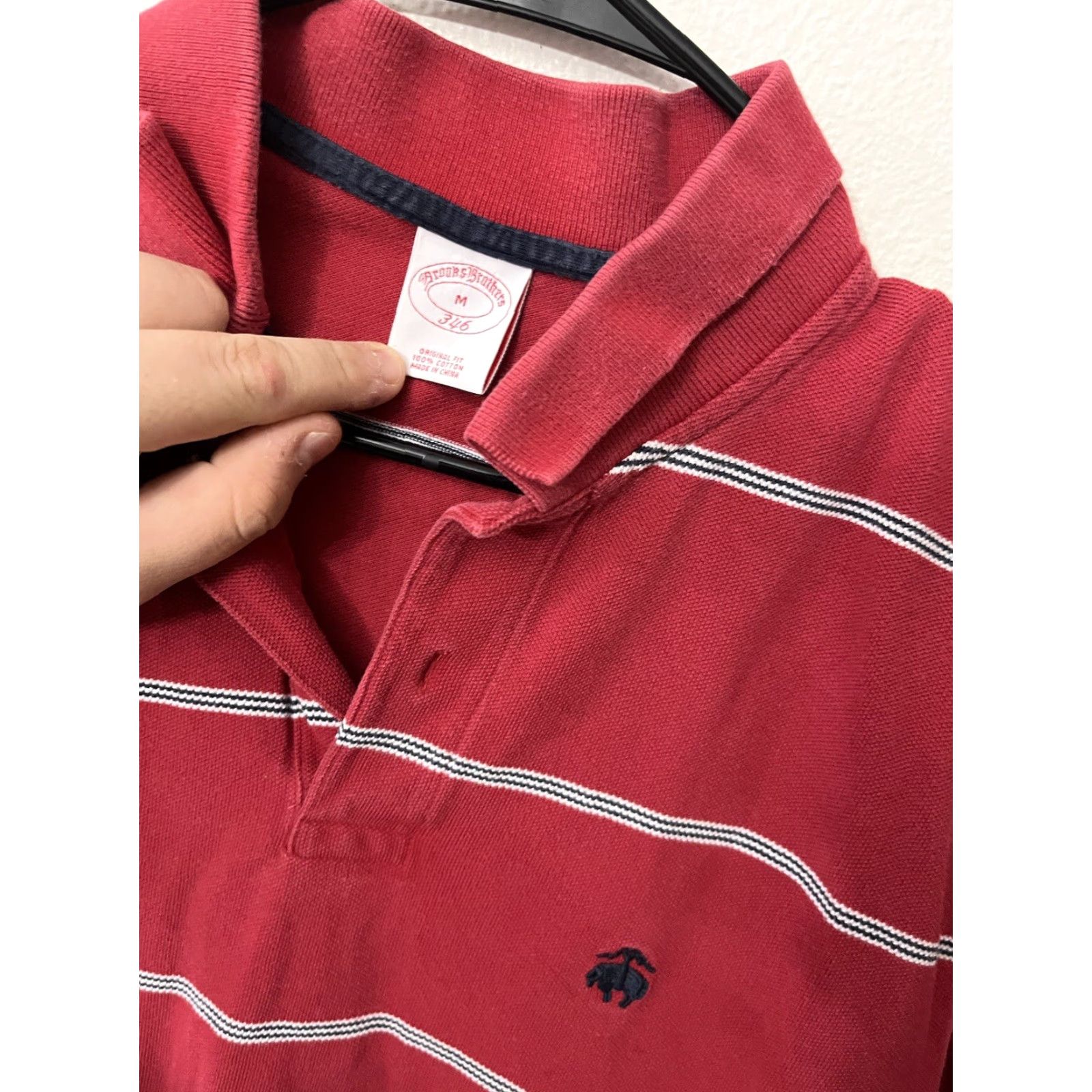 Brooks Brothers Brooks Brothers 346 Polo Shirt Mens M Red Striped Logo Polo Shirt Size US M / EU 48-50 / 2 - 2 Thumbnail