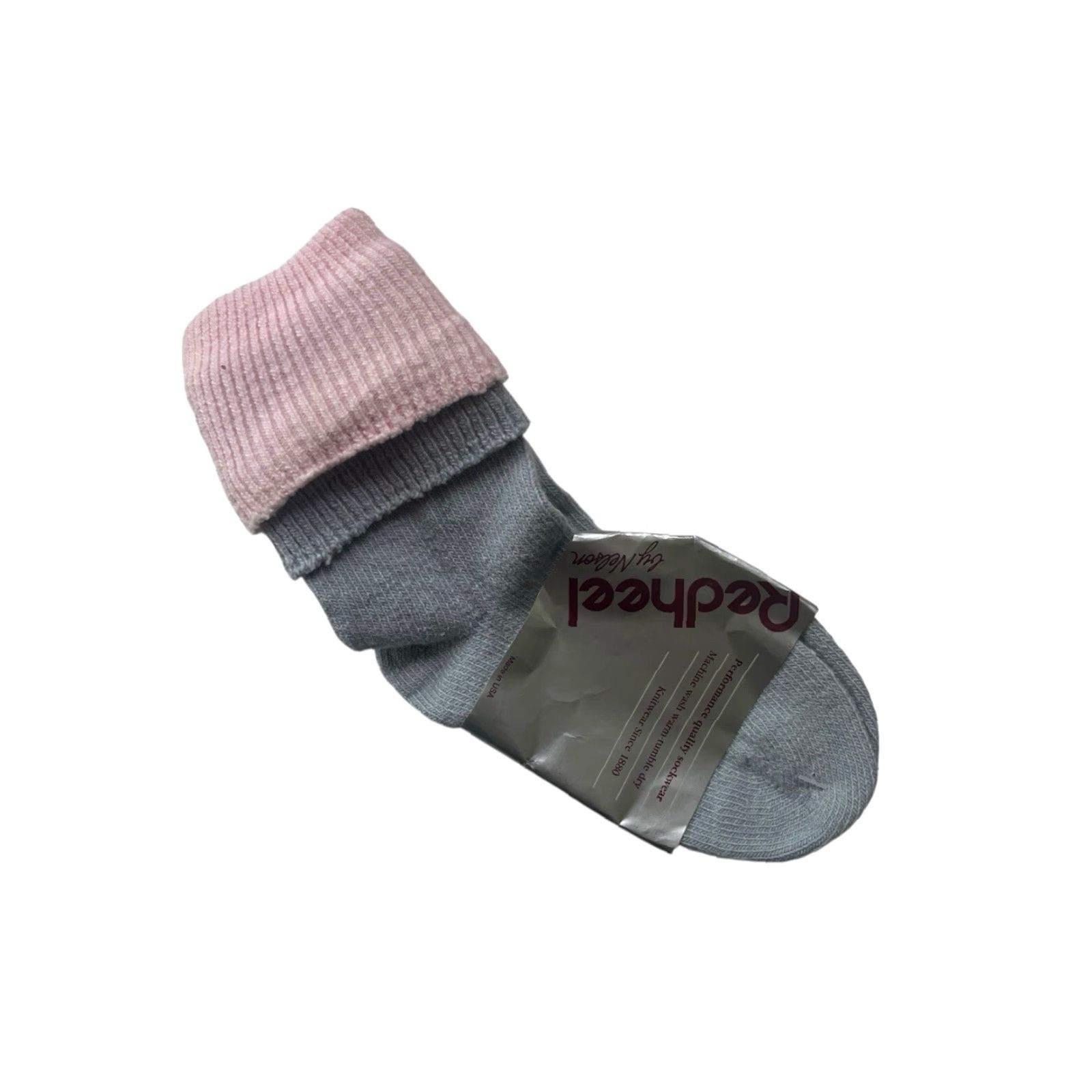 Doublet VINTAGE Nelson Socks Women's 9-11 Crew 80s NIP NOS Grey Pink Double Cuff Size ONE SIZE - 2 Thumbnail