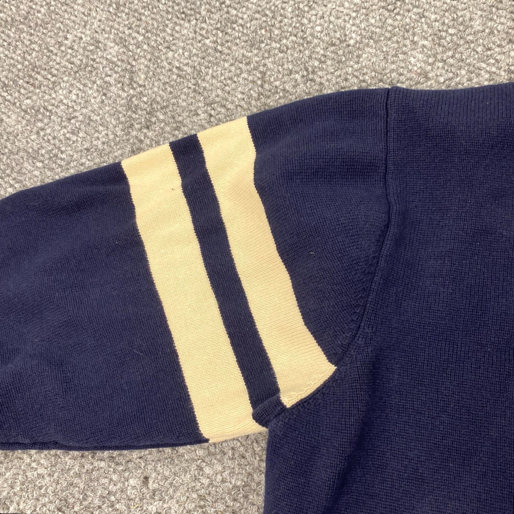 Vintage VINTAGE J. Peterman Sweater Shirt Mens XL Navy 1/4 Zip Hooded Striped Knit Cotton Pullover Mens XL Navy Knit Shirt Size US XL / EU 56 / 4 - 3 Thumbnail