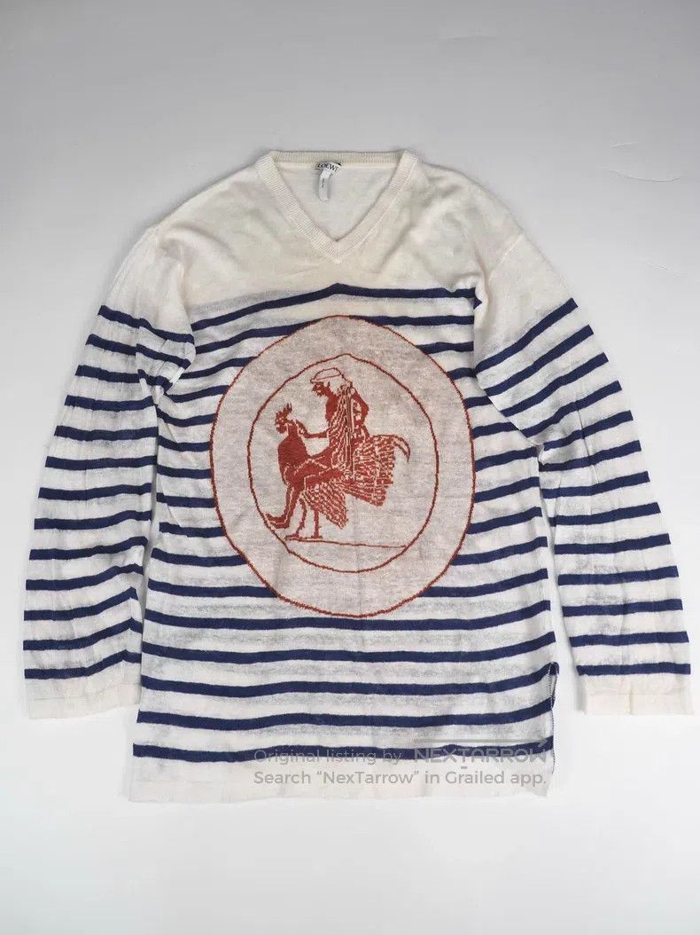 Loewe Loewe Blue and white striped linen knit long sleeves Size XS / US 0-2 / IT 36-38 - 1 Thumbnail