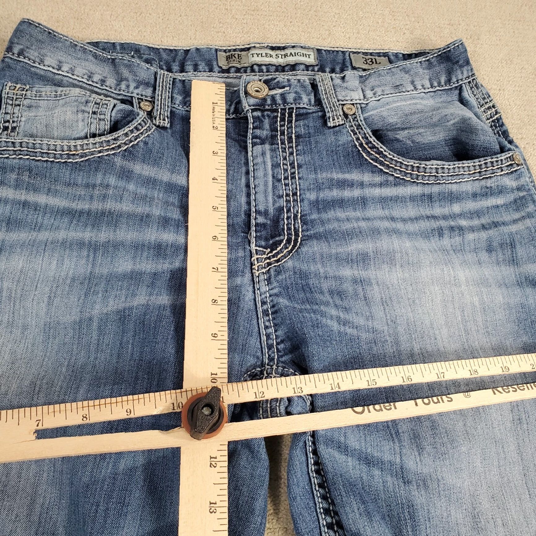 Vintage BKE Tyler Jeans Mens 33 L Blue Buckle Medium Wash Straight Leg Buckle BKE Logo Jeans Mens Regular Fit Denim Cotton Used Vintage No Size US 33 - 5 Thumbnail