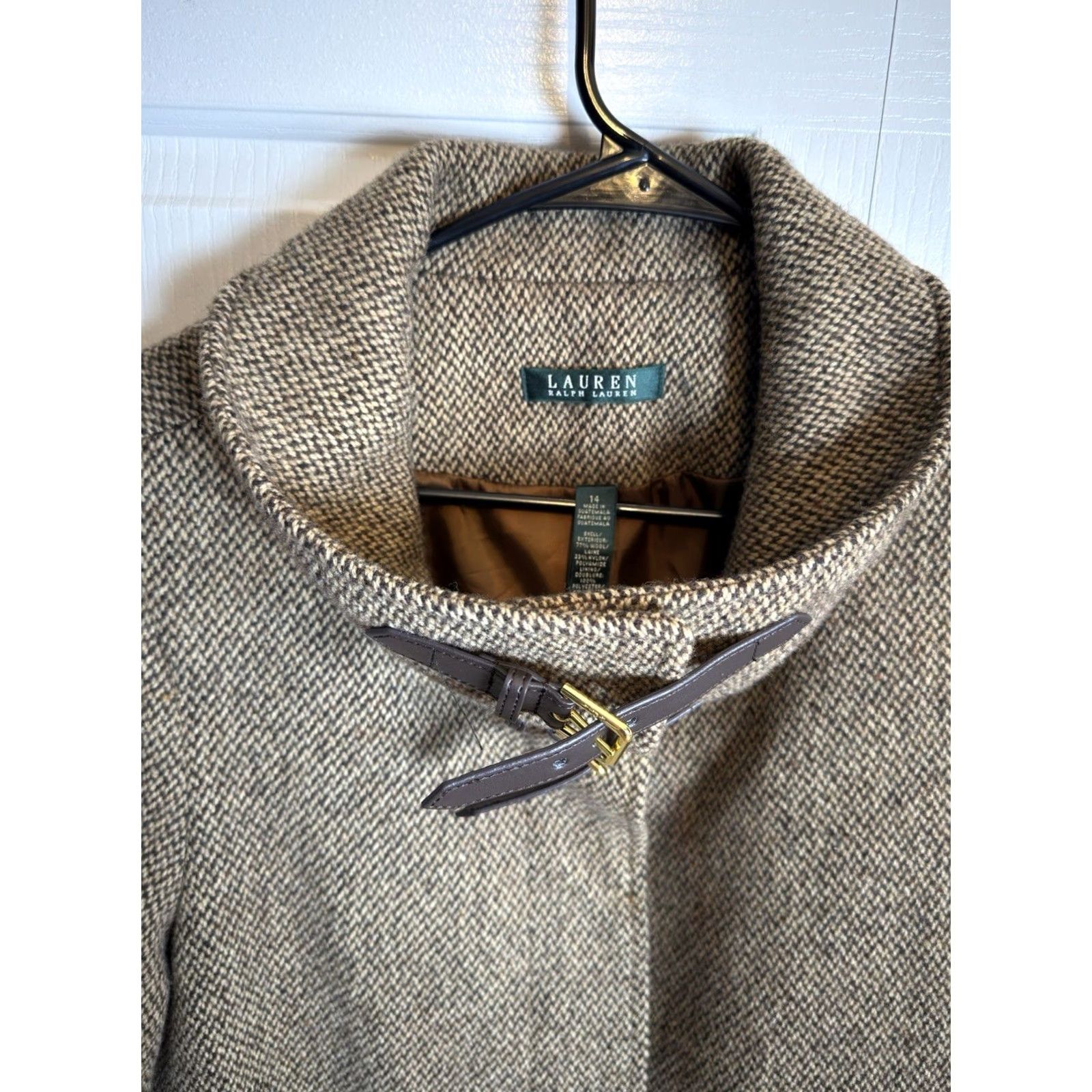Ralph Lauren Lauren Ralph Lauren Women’s Tweed Wool Brown Coat High Neck Buckle Jacket Sz 14 Size XL / US 12-14 / IT 48-50 - 5 Thumbnail