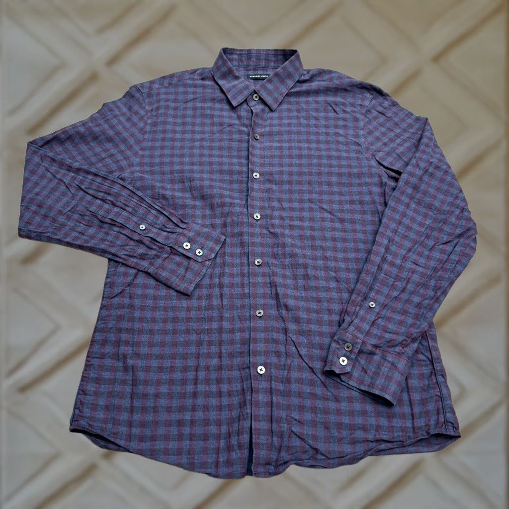 Vintage ZACHARY PRELL Button-Down Shirt Mens L Blue Purple Cotton Long Sleeve Casual Plaid Adult Regular Mens Size US L / EU 52-54 / 3 - 1 Thumbnail