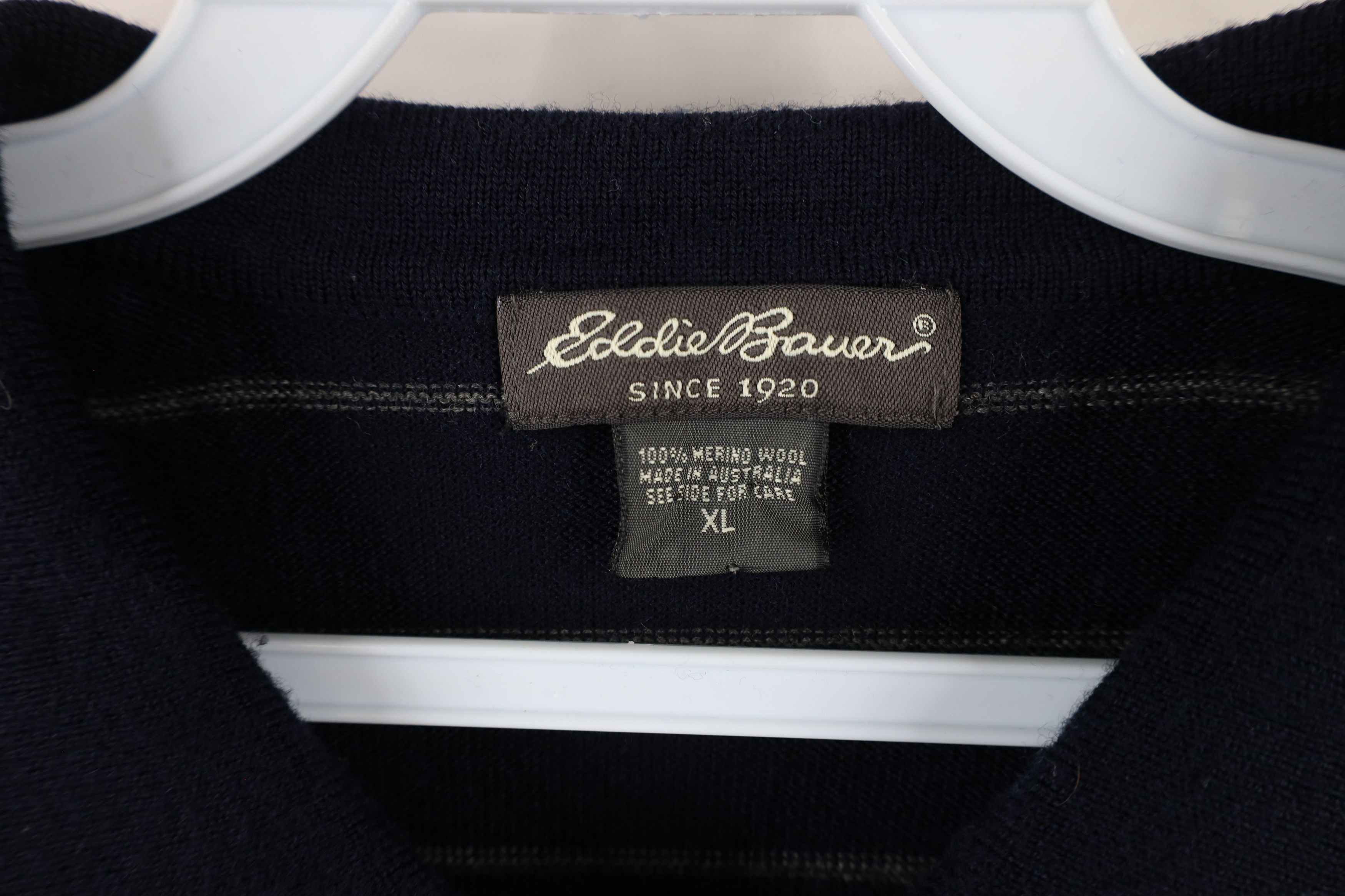 Eddie Bauer × Vintage Vintage 90s Eddie Bauer Merino Wool Knit Collared Sweater Size US XL / EU 56 / 4 - 8 Thumbnail