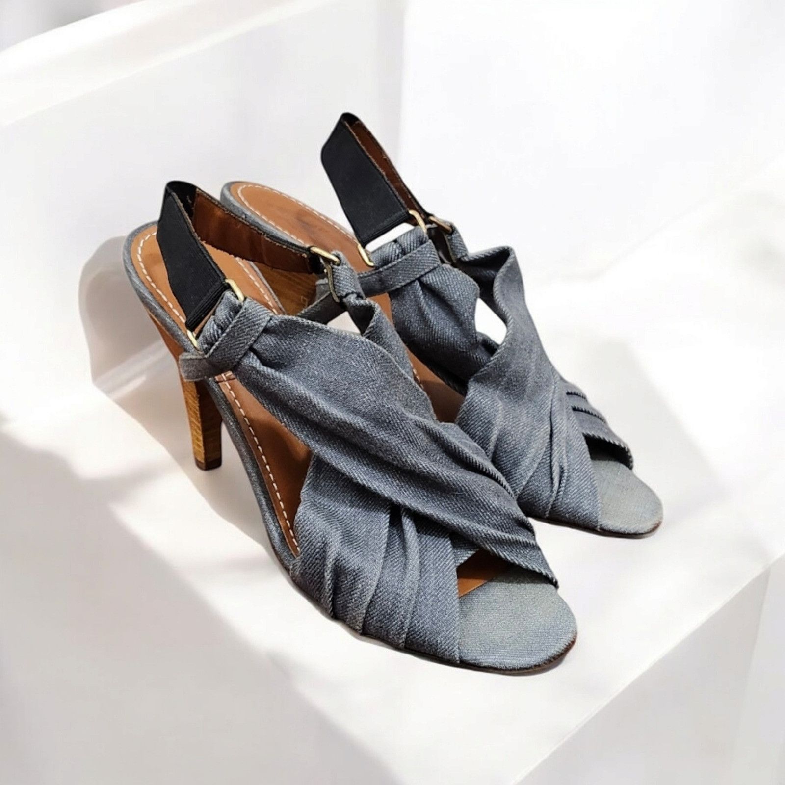 Lanvin Lanvin Jean And Wooden High Heels Size EU 40/ US 9.5 Size US 9.5 / IT 39.5 - 1 Thumbnail