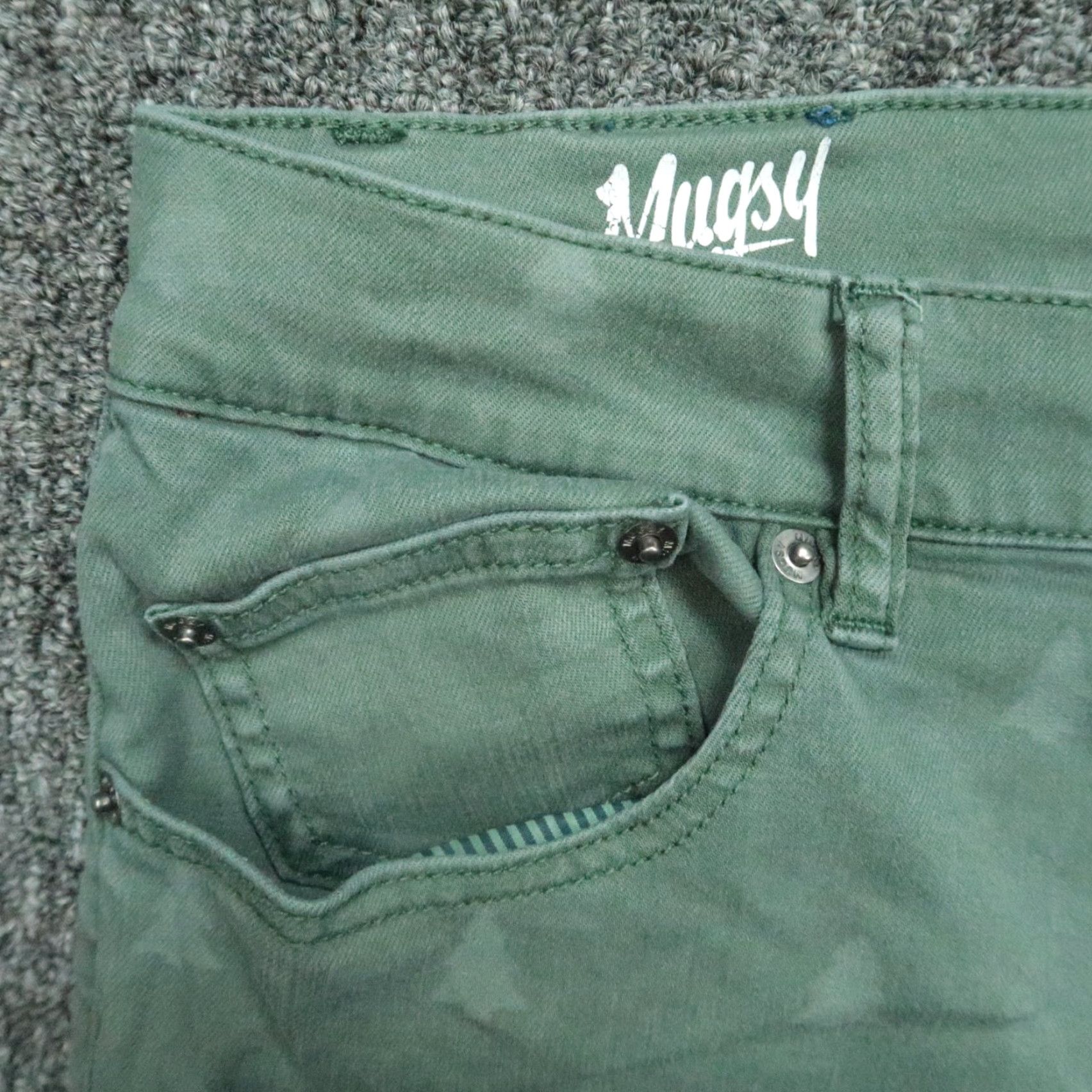 Evergreen Mugsy Jeans Mens 38x32 Green 5-Pocket Straight Stretch Denim Size US 38 / EU 54 - 3 Thumbnail