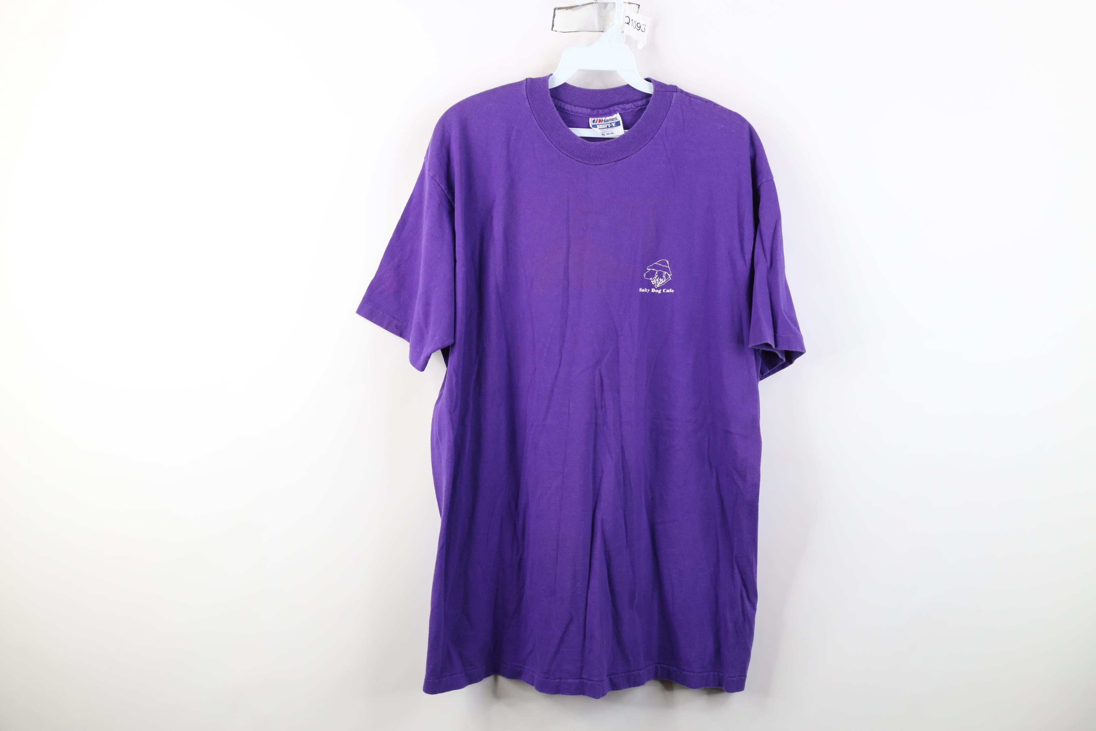 Vintage Vintage 80s Spell Out 1989 Salty Dog Cafe T-Shirt Purple USA Size US XL / EU 56 / 4 - 1 Thumbnail