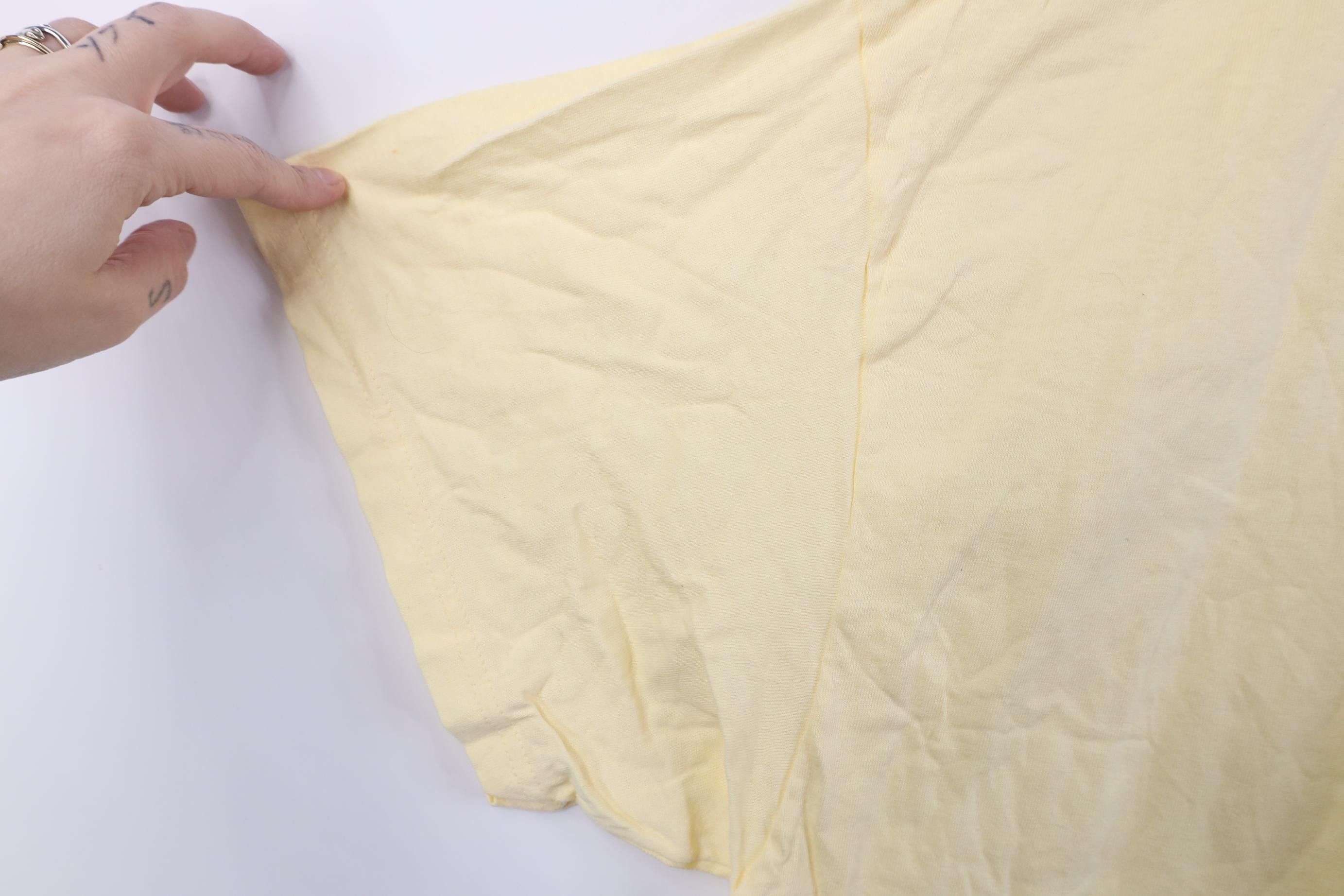 Hanes Vintage 90s Hanes Distressed Cotton Pocket T-Shirt Yellow Size US XXL / EU 58 / 5 - 10 Thumbnail