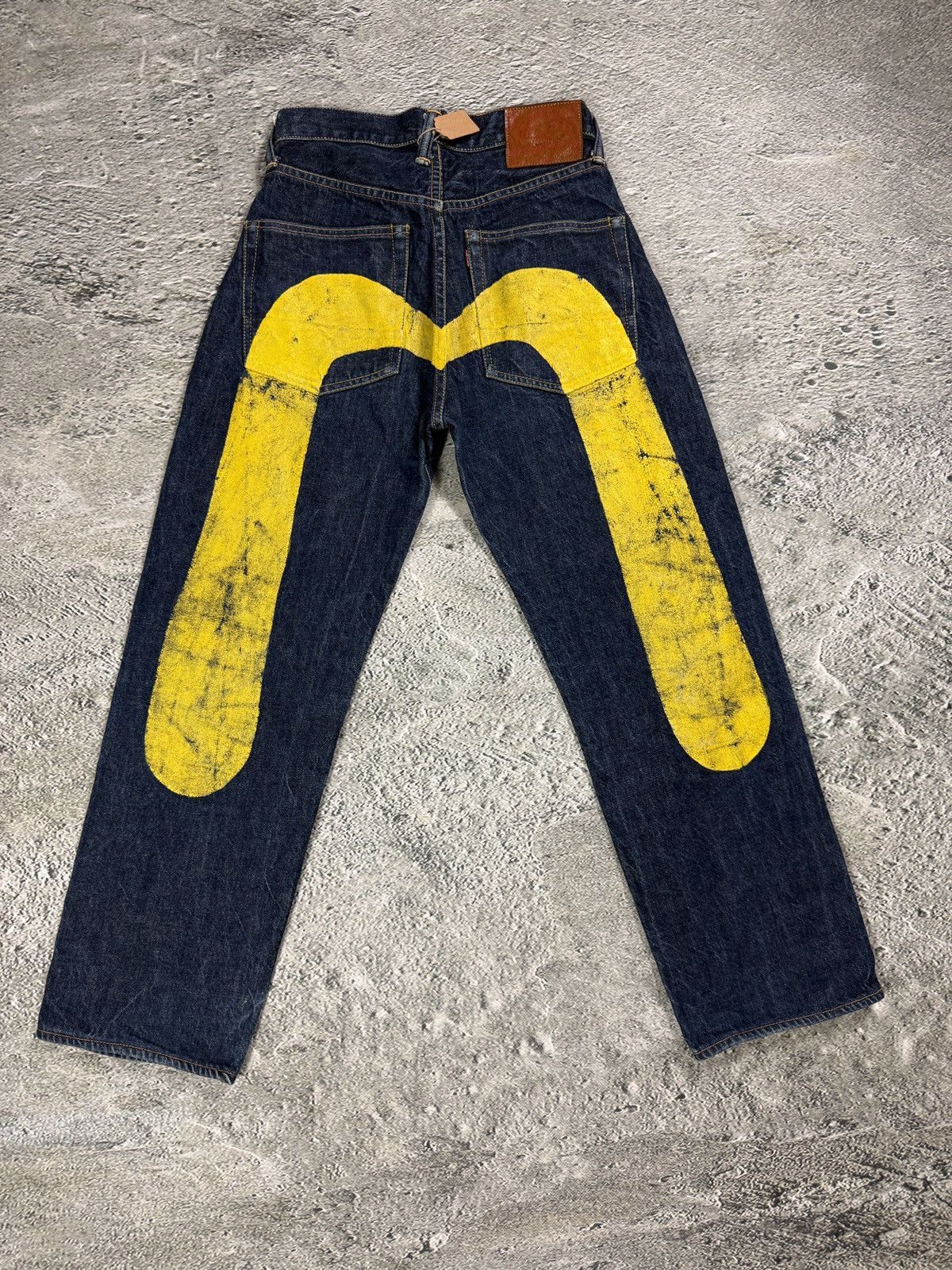 Evisu jeans daicock big logo yellow selvedge denim Japan