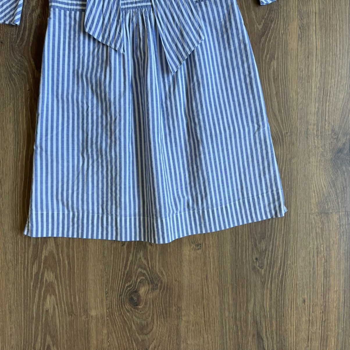 Burberry Burberry Women V Tie Neck Blue White Striped Cotton Dress Size S / US 4 / IT 40 - 3 Thumbnail