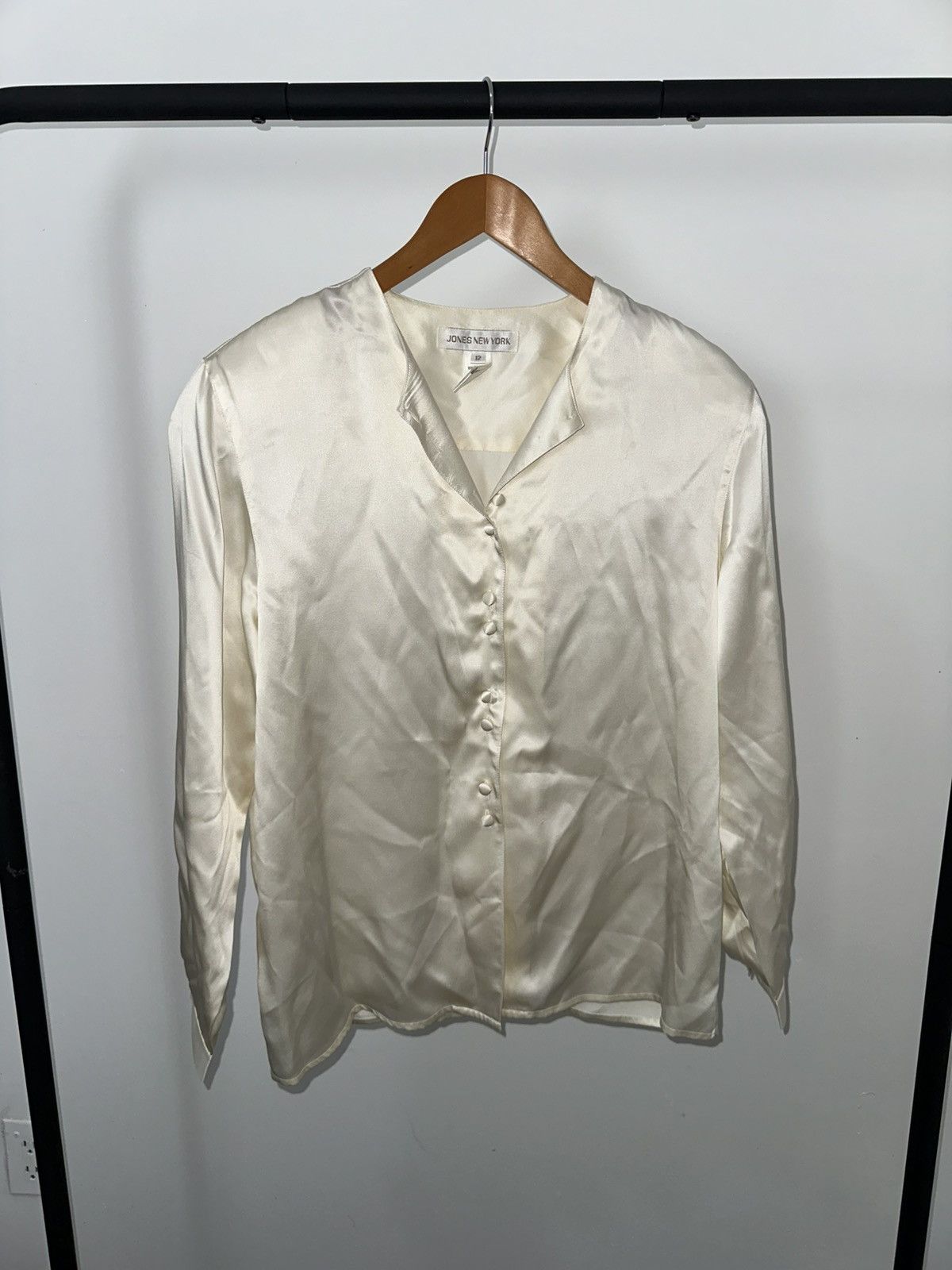 Jones New York Vintage Rare 80s Silk Cream blouse Silk Jones New York Size L / US 10 / IT 46 - 1 Thumbnail