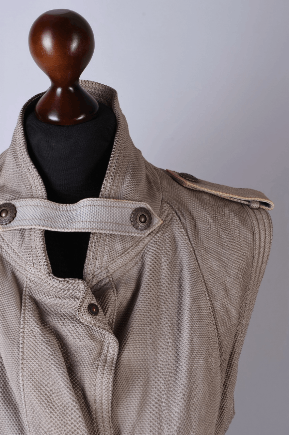 Santacroce Women's Santacroce Italian Leather Gilet Vest Beige Size XS Size XS / US 0-2 / IT 36-38 - 2 Thumbnail