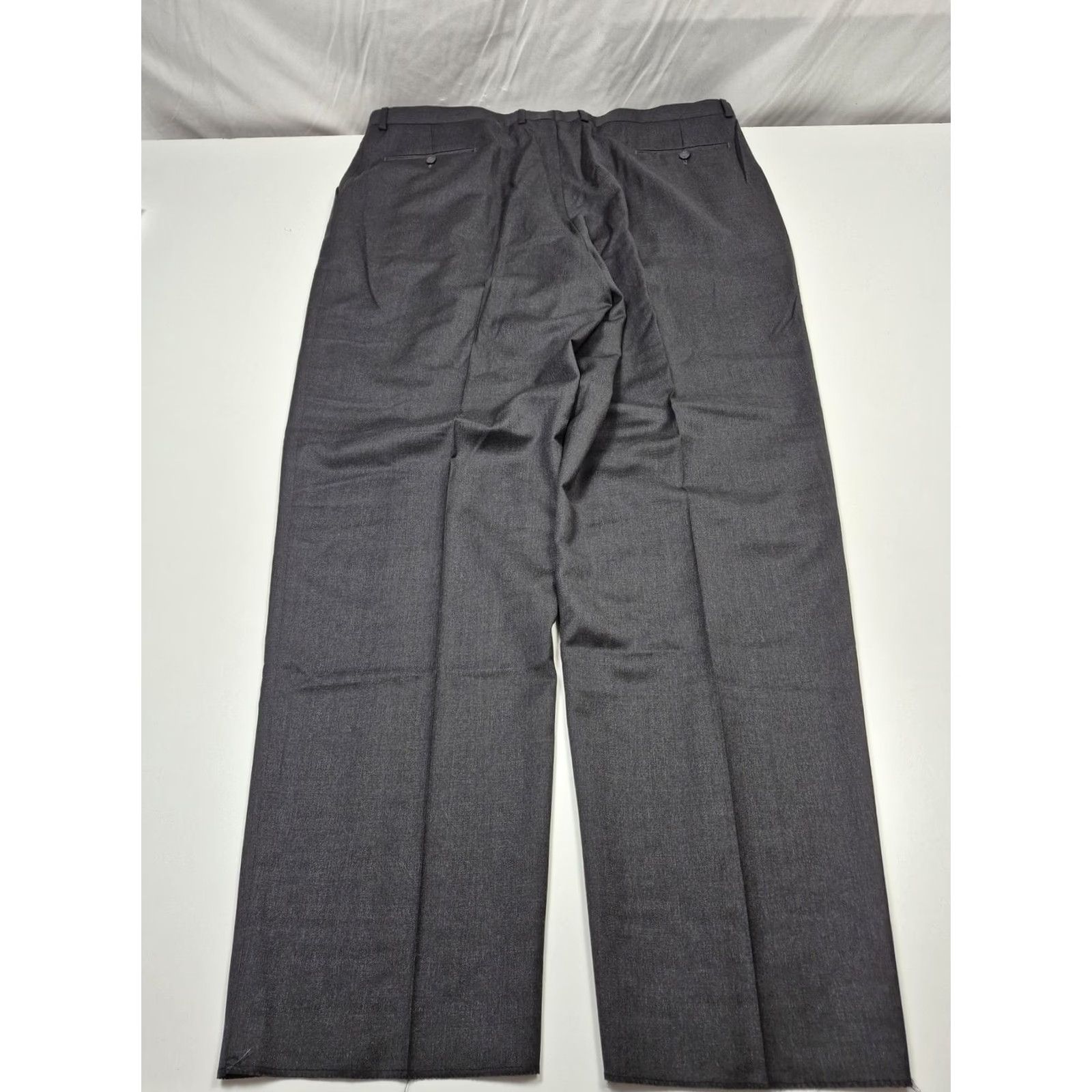 Vintage Zanieri Dress Pants Men's 46x36 Gray Wool Flat Front Straight Unhemmed Italy NWT Size US 30 / EU 46 - 7 Thumbnail