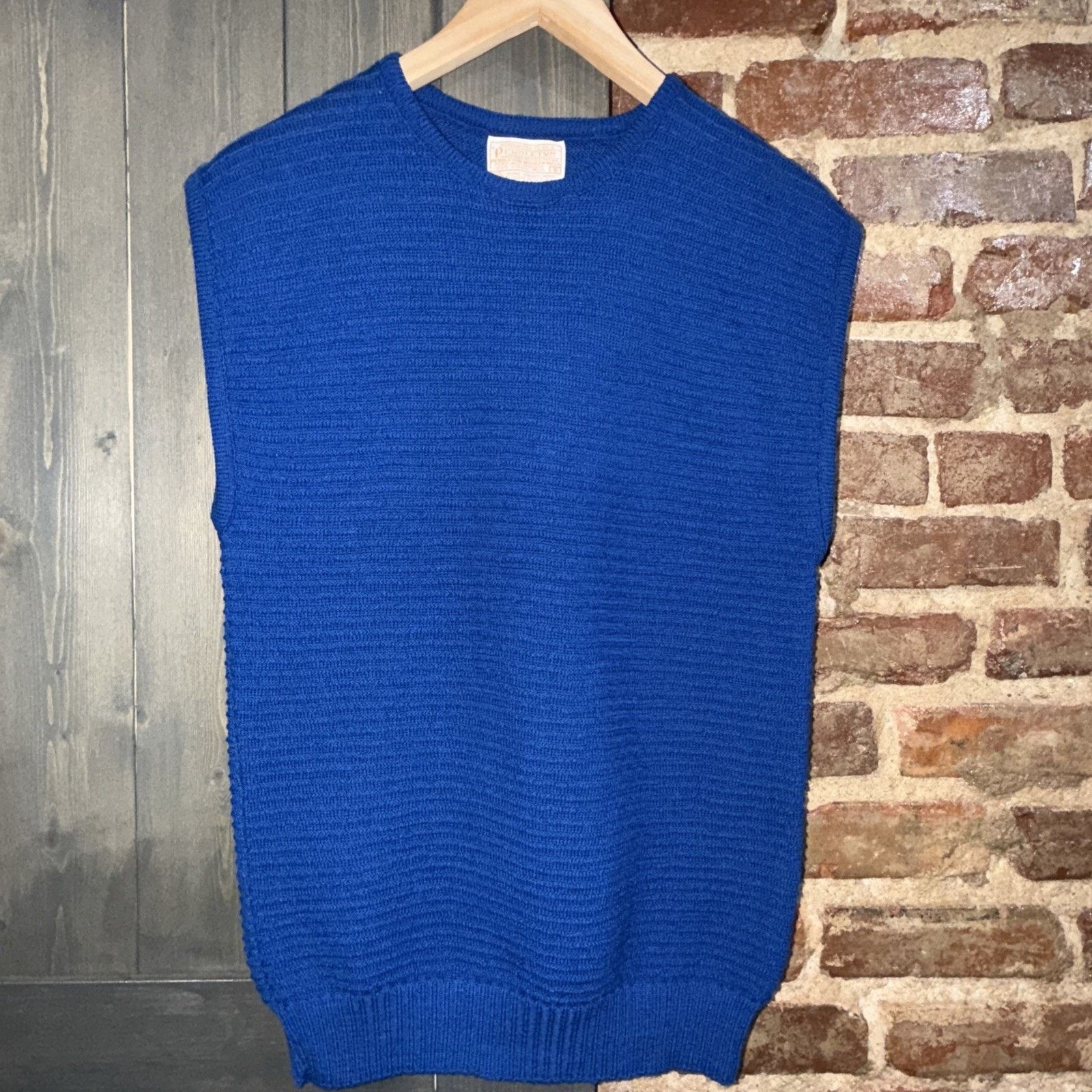 Pendleton Pendleton Vintage Men’s Virgin Wool Blue Vest Ribbed Sz S Size US S / EU 44-46 / 1 - 2 Thumbnail