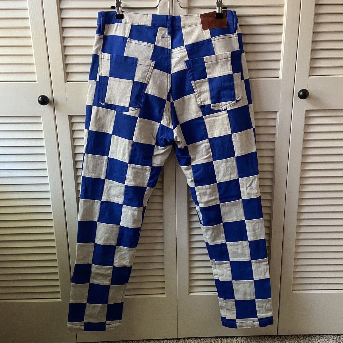 KidSuper Studios Blue White Check Straight Fit Pants Patch