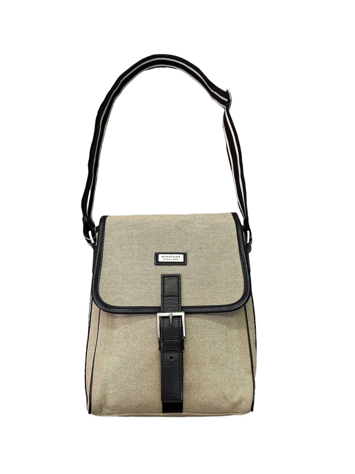 Authentic Burberry Black Label Canvas Crossbody Bag in Beige, Men's