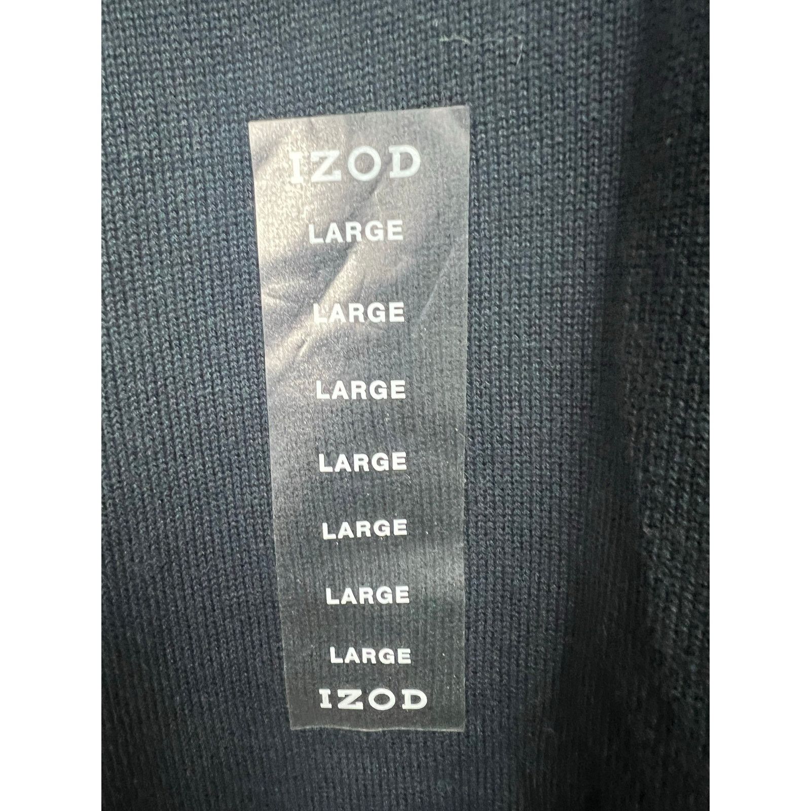Izod IZOD Men's V-Neck Sweater Navy Blue Large Cotton Size US L / EU 52-54 / 3 - 8 Thumbnail