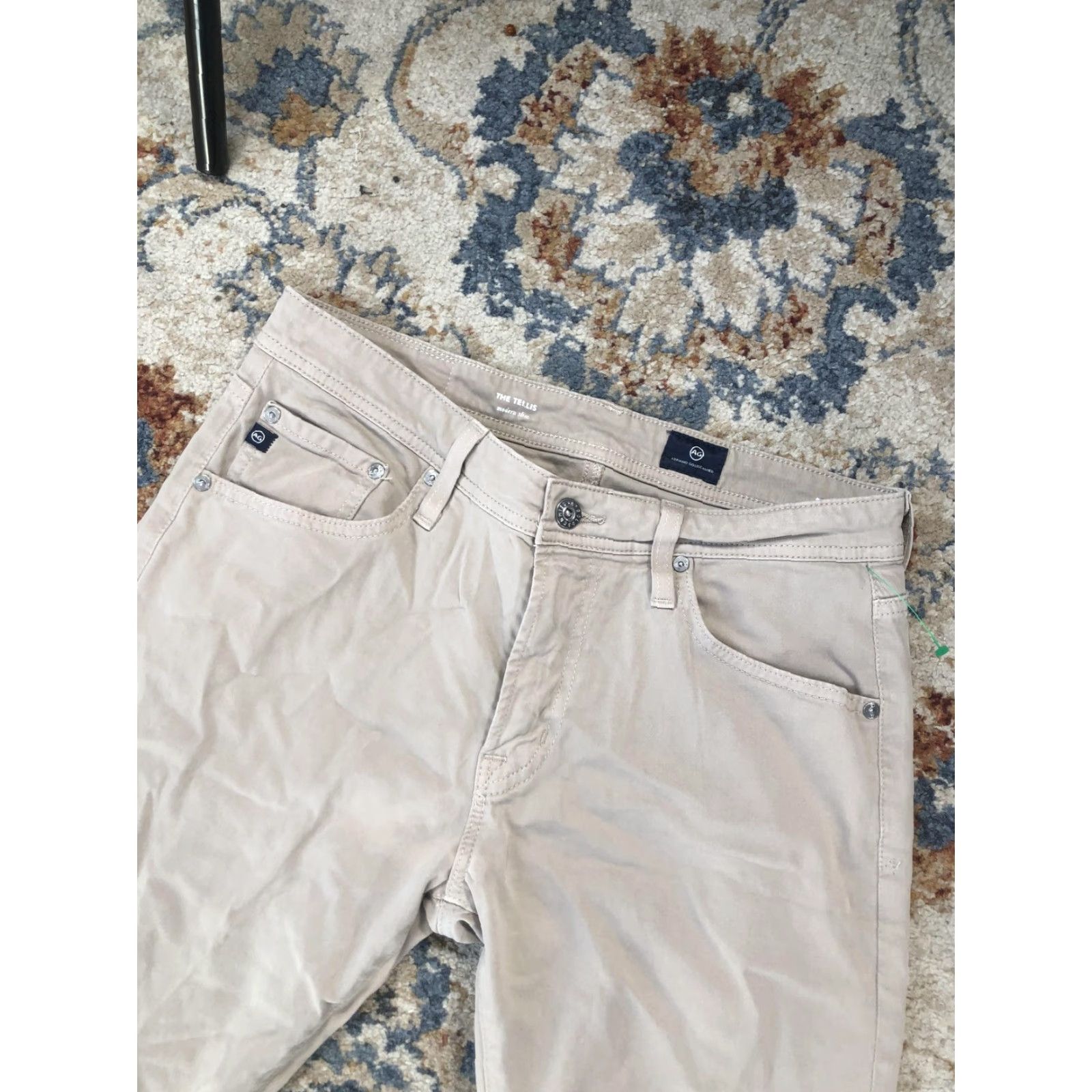 Vintage AG Adriano Goldschmied The Tellis Jeans Mens 31x29 Beige Slim Tapered Stretch Size US 31 - 5 Thumbnail