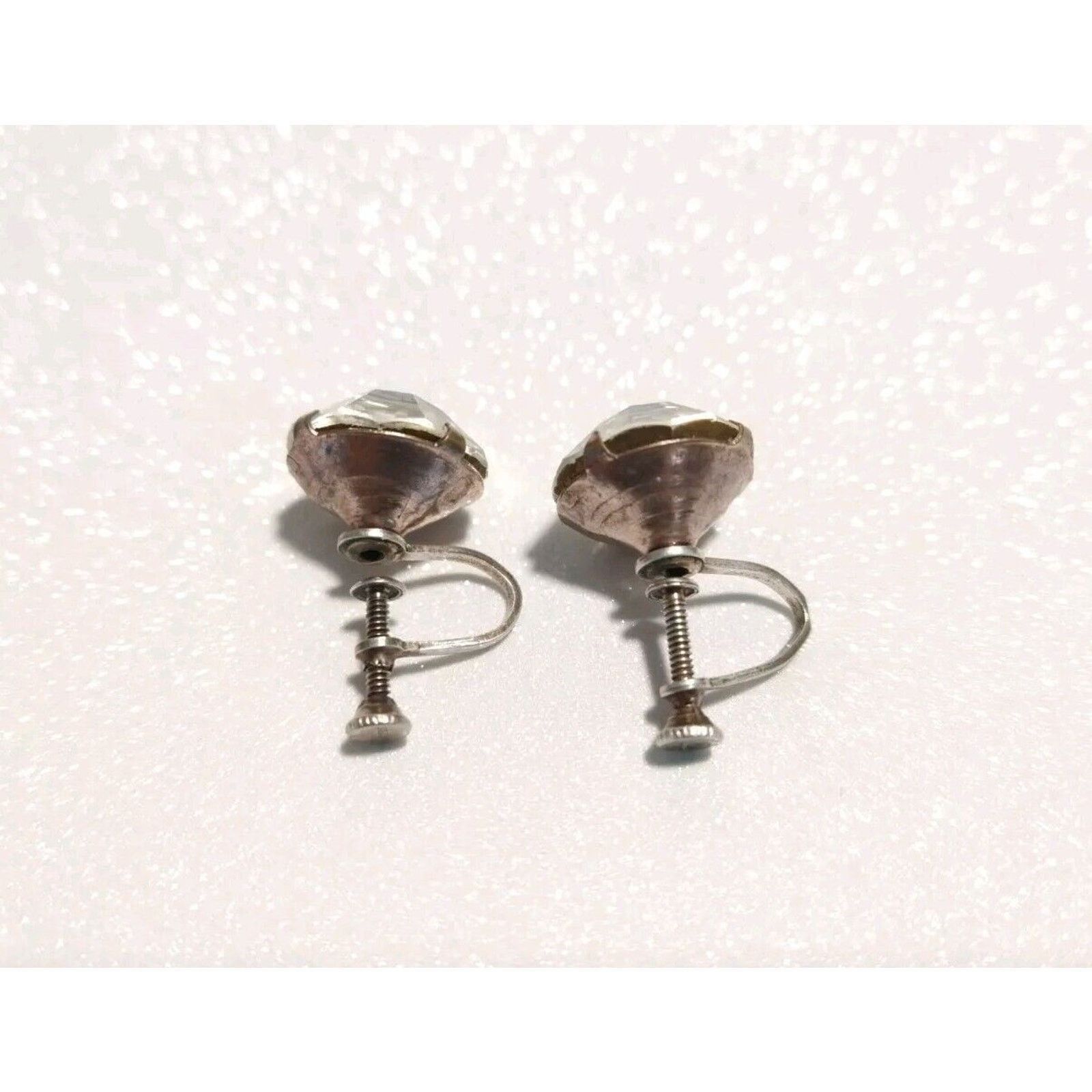 The Unbranded Brand Vintage Sterling Silver 925 Crystal Screw Back Stud Earrings Size ONE SIZE - 5 Thumbnail