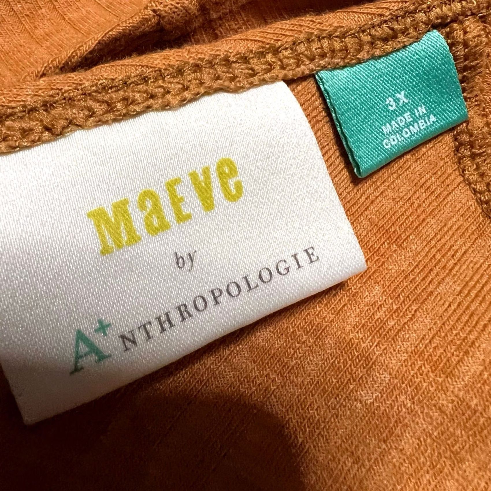Vintage Maeve Anthropologie Shirt Women 3XL Orange Ribbed Long Sleeve V Neck Wrap Blouse Size XXL / US 16-18 / IT 52-54 - 6 Thumbnail