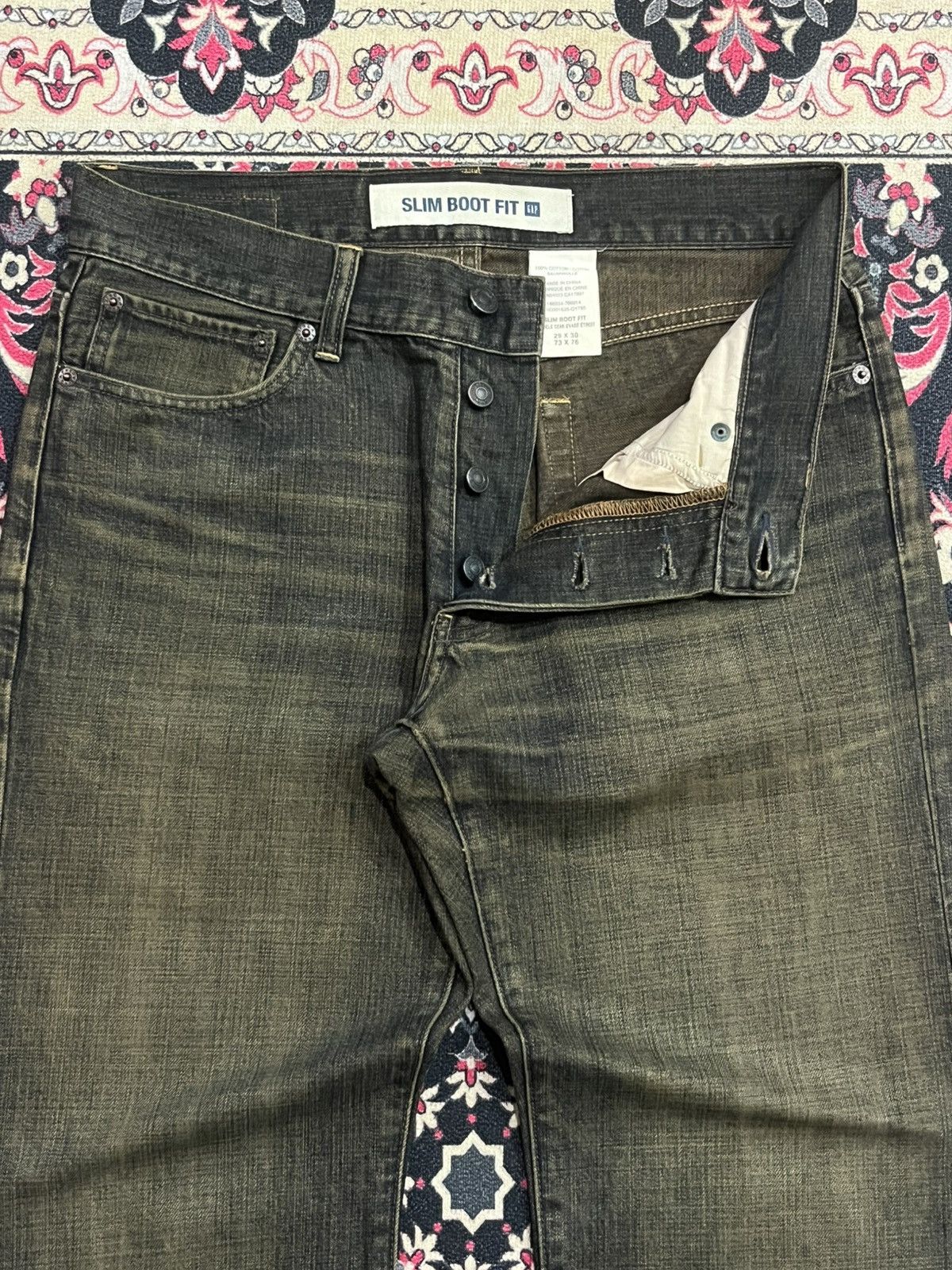 GOSTAR DE FUGA Vintage 1969 Gap Mud Washed Slim Boot Fit Buttonfly Jeans Size US 29 - 5 Thumbnail