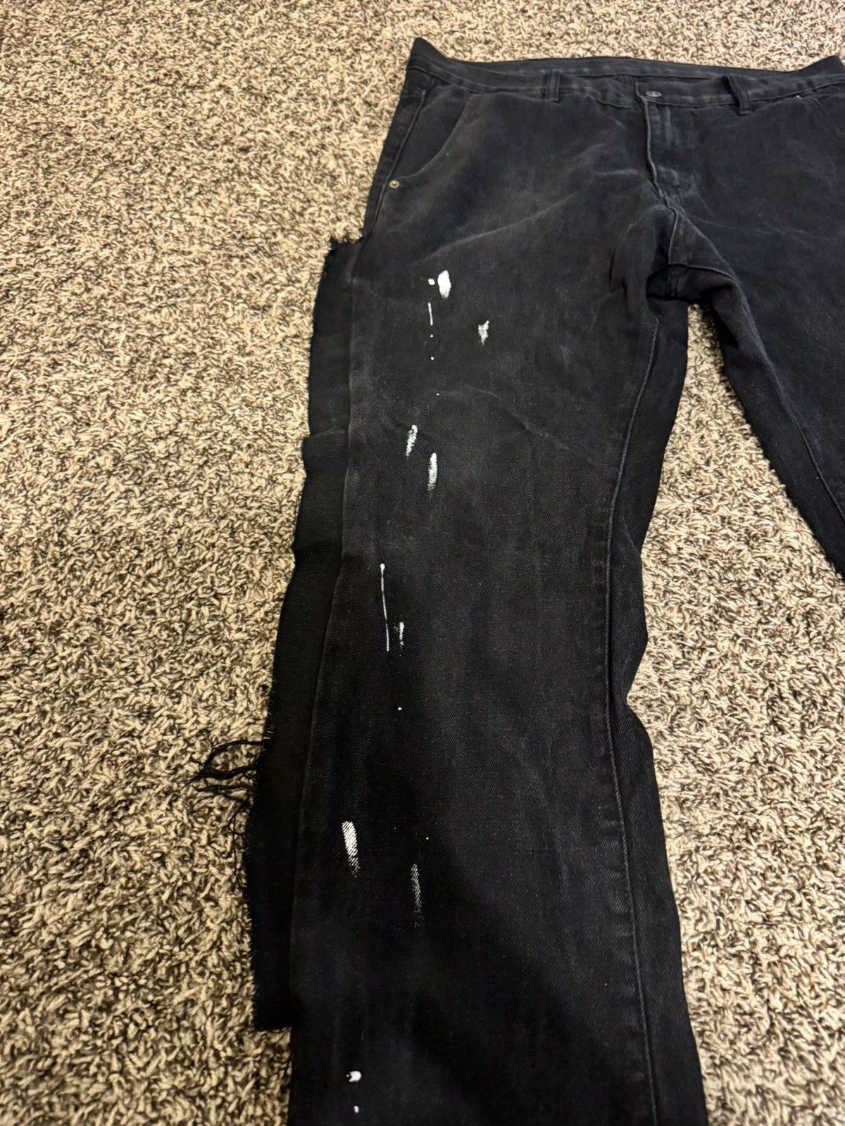 Other Black denim jean with paint splatter and frayed hem Size US 34 / EU 50 - 2 Thumbnail