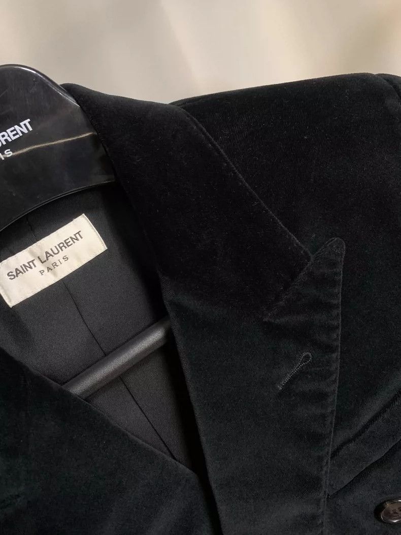 Saint Laurent Paris size S 2015FW black velvet double-breas