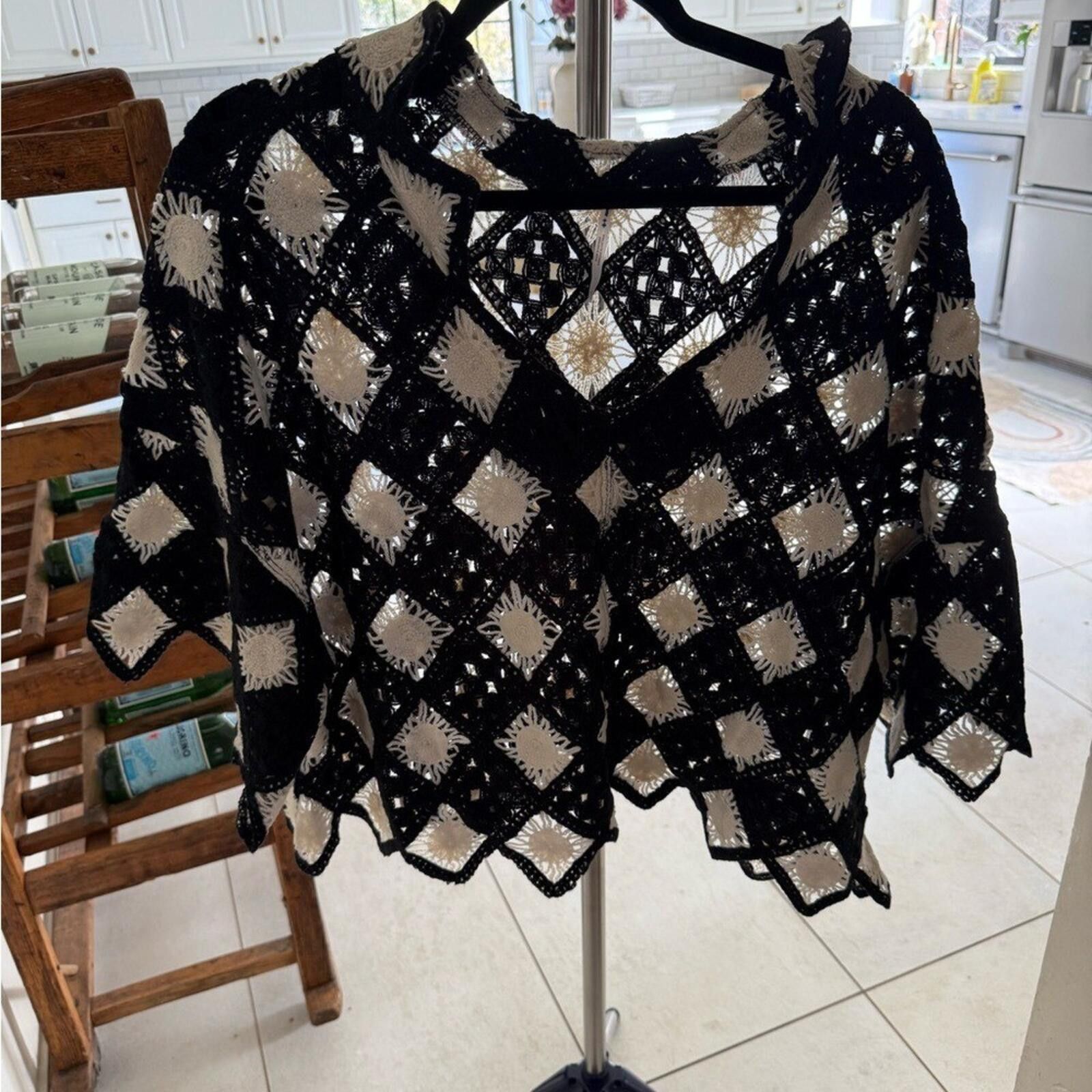 Free People NWOT Free People Beach Crochet Diamond Black Ivory XS/S Size S / US 4 / IT 40 - 9 Thumbnail