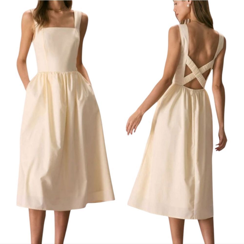 Other Rihoas Square Neck Criss Cross Back Sleeveless Midi Dress Li Size S / US 4 / IT 40 - 2 Thumbnail
