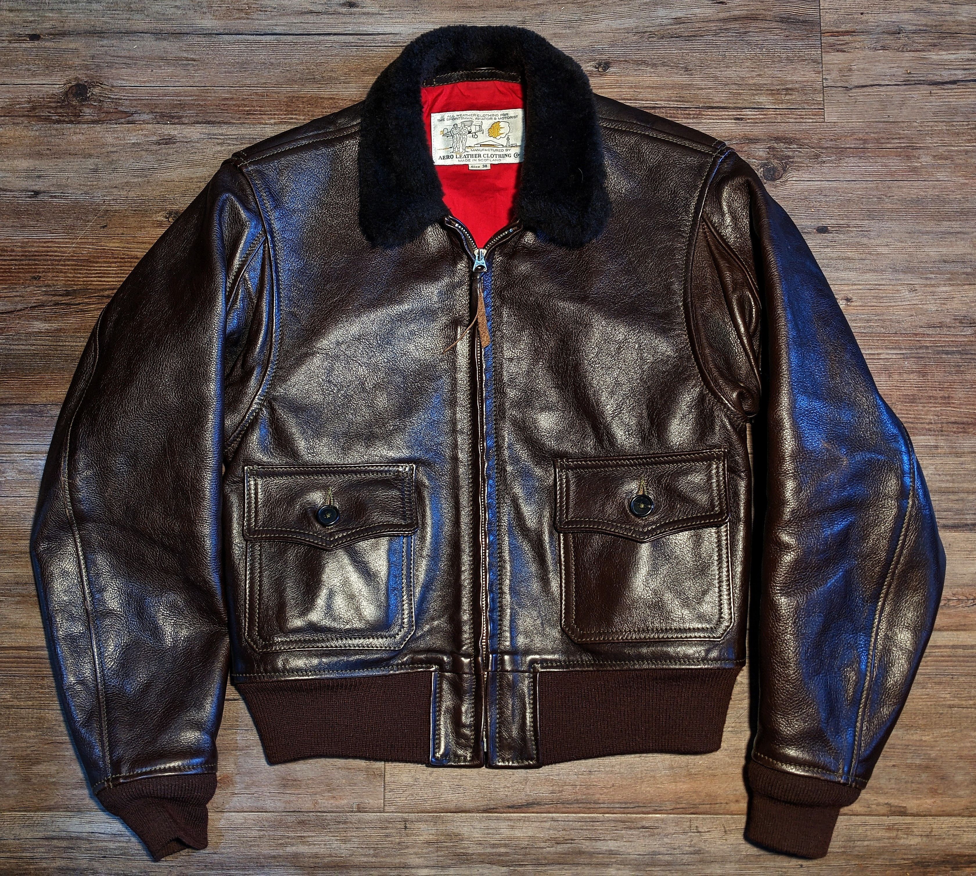 image of Aero Leather An-6552 Horsehide Flight Jacket in Dark Brown, Men's (Size 2XS)