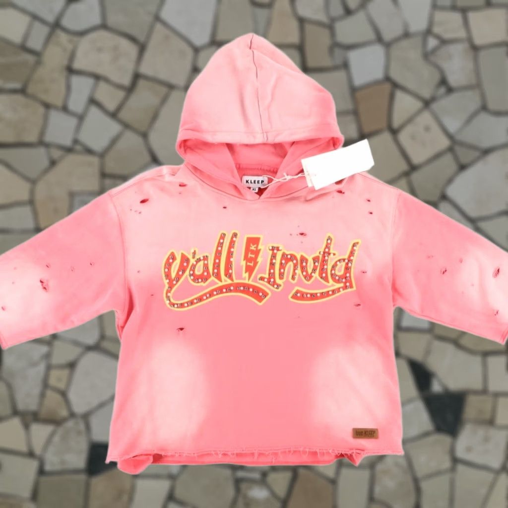 Pinko Kleep Y'all Invtd Distressed Solid Long Sleeve Hoodie Pink Women's XL Size XL / US 12-14 / IT 48-50 - 1 Thumbnail