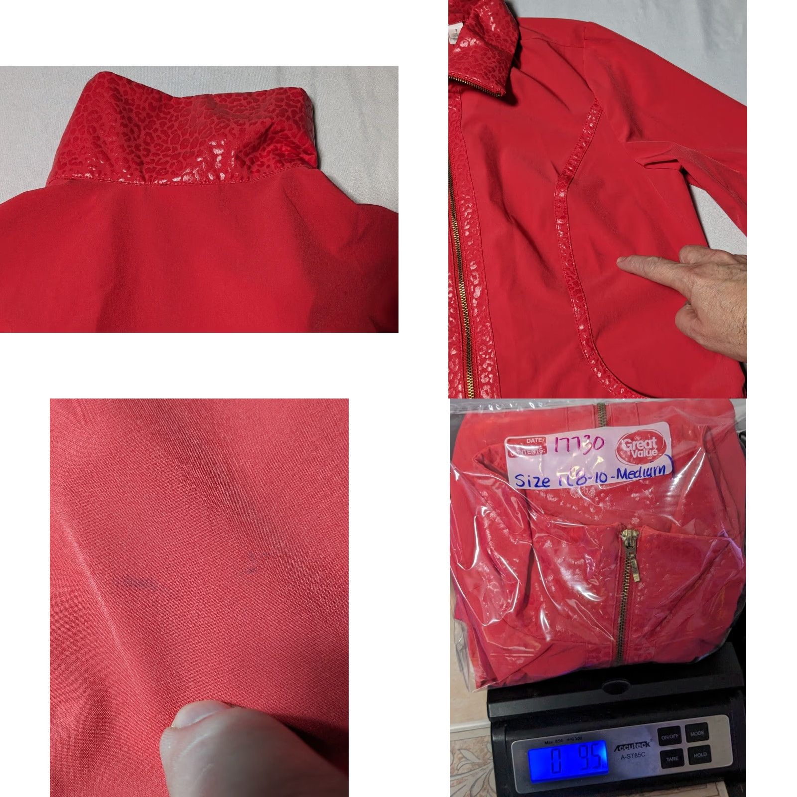 Vintage Chico's ZENERGY Women Jacket 3/4 Sleeve Lightweight Coral Red Zip Pockets Regular M Medium Red Womens Size M / US 6-8 / IT 42-44 - 10 Thumbnail