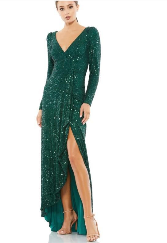 image of Designer Sold Out! Mac Duggal Sequin Wrap Evening Gown, 12 in Green, Women's (Size XL)