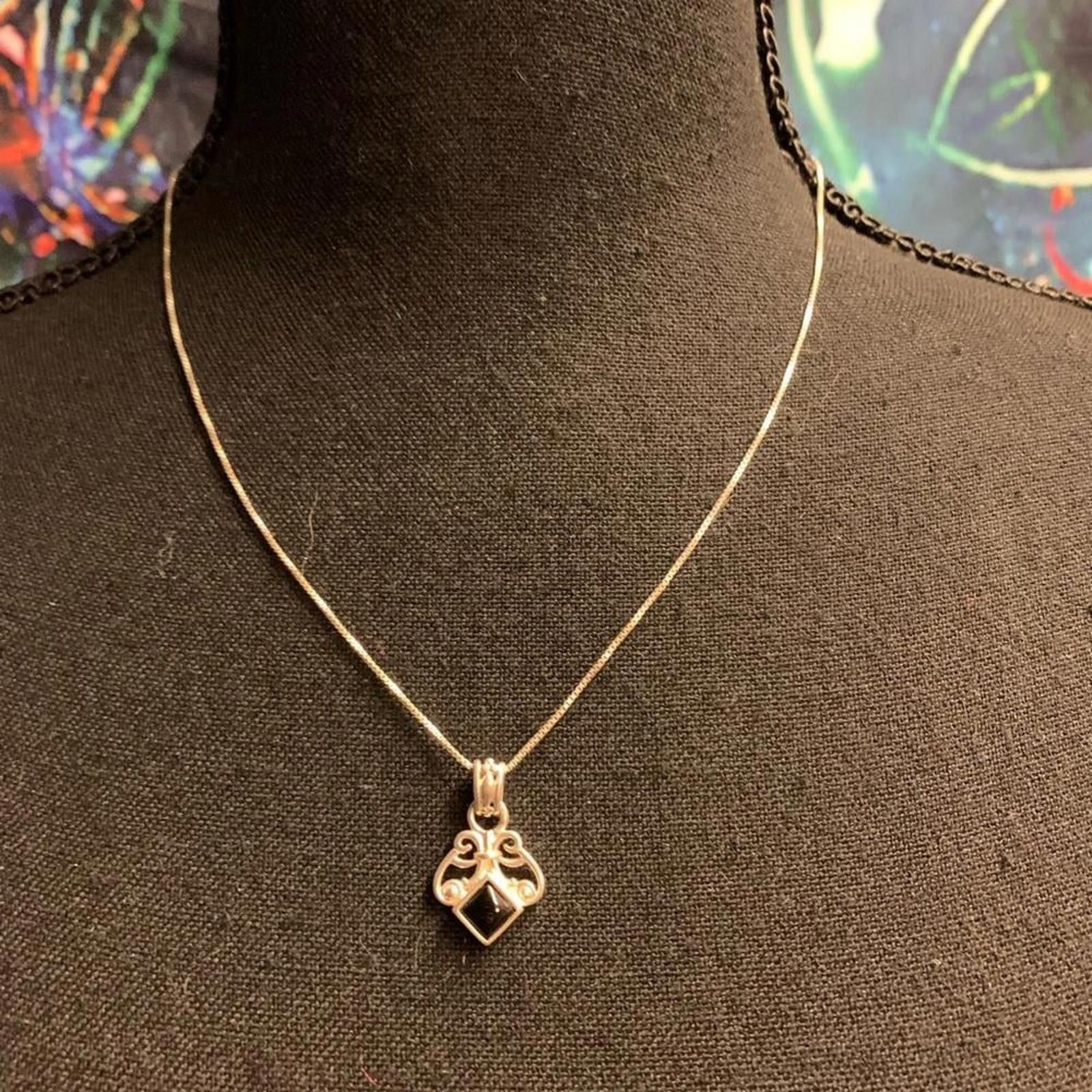 Designer Silver Heart Pendant Necklace with Dainty Chain and earrings Size ONE SIZE - 1 Thumbnail